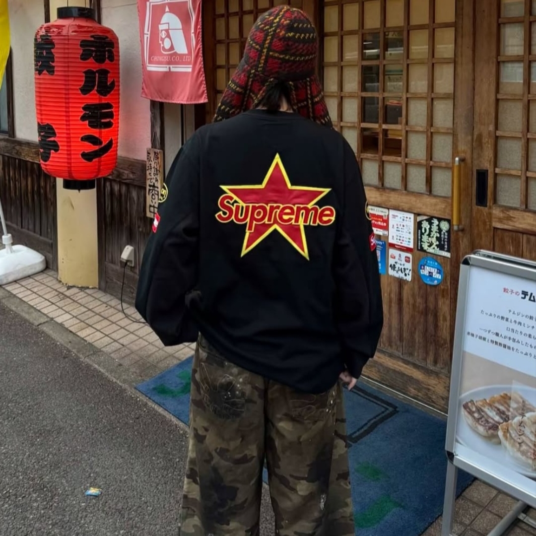 Supreme x Vanson Leathers L/S Top Black - 26SS 착용 스타일