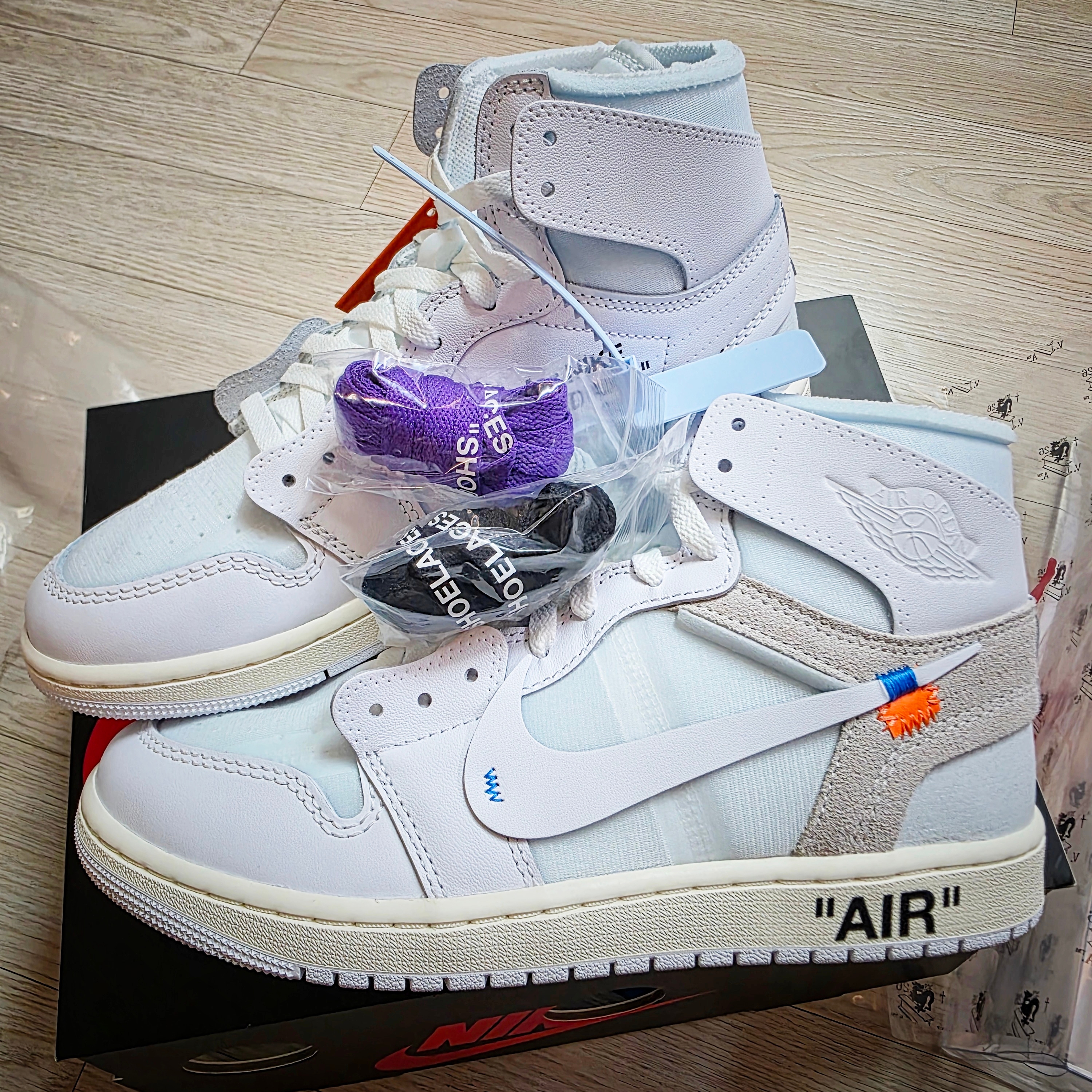 Jordan 1 x Virgil Abloh Archive Retro High Alaska White 착용 스타일 - 3