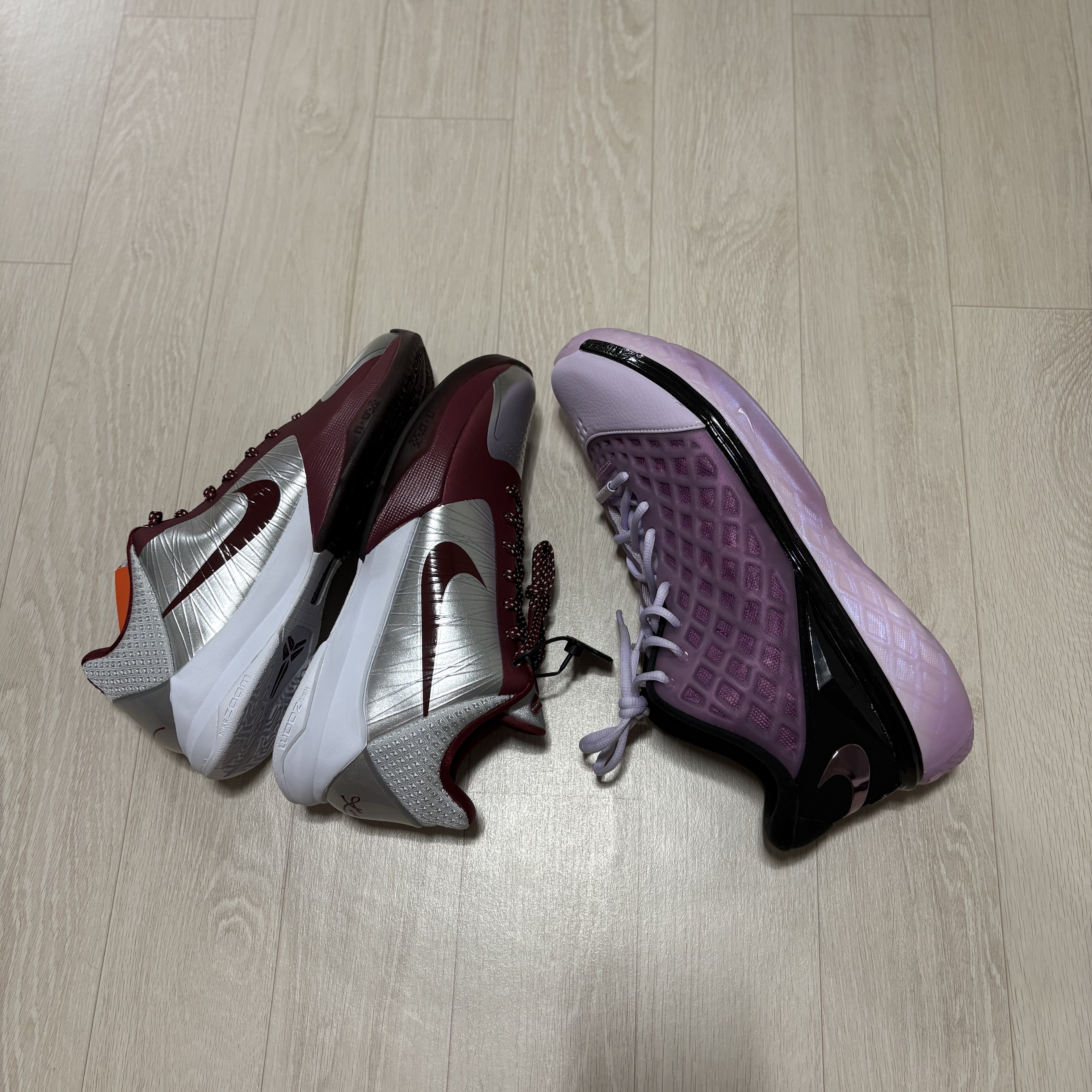 Nike Kobe 5 Protro Lower Merion Aces Away Metallic Silver Team Red 착용 스타일
