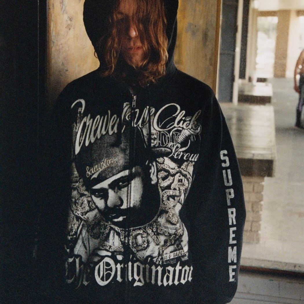 Supreme x DJ Screw Zip Up Hooded Sweatshirt Black - 26SS 착용 스타일