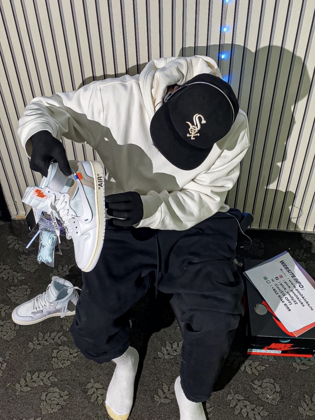 Jordan 1 x Virgil Abloh Archive Retro High Alaska White 착용 스타일 - 6