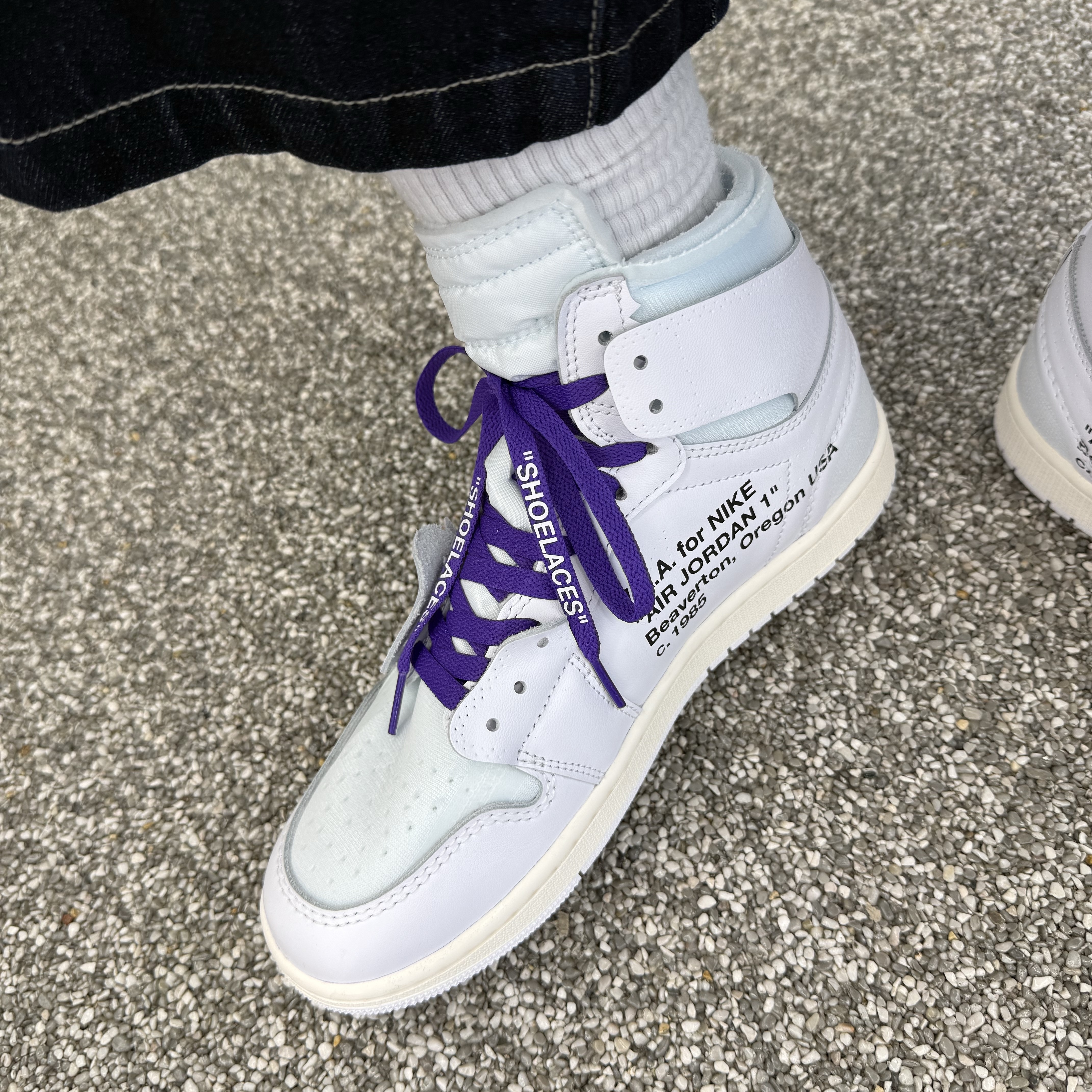 Jordan 1 x Virgil Abloh Archive Retro High Alaska White, Supreme x B.B. Simon Zip Up Hooded Sweatshirt Heather Grey - 25SS 착용 스타일 - 5