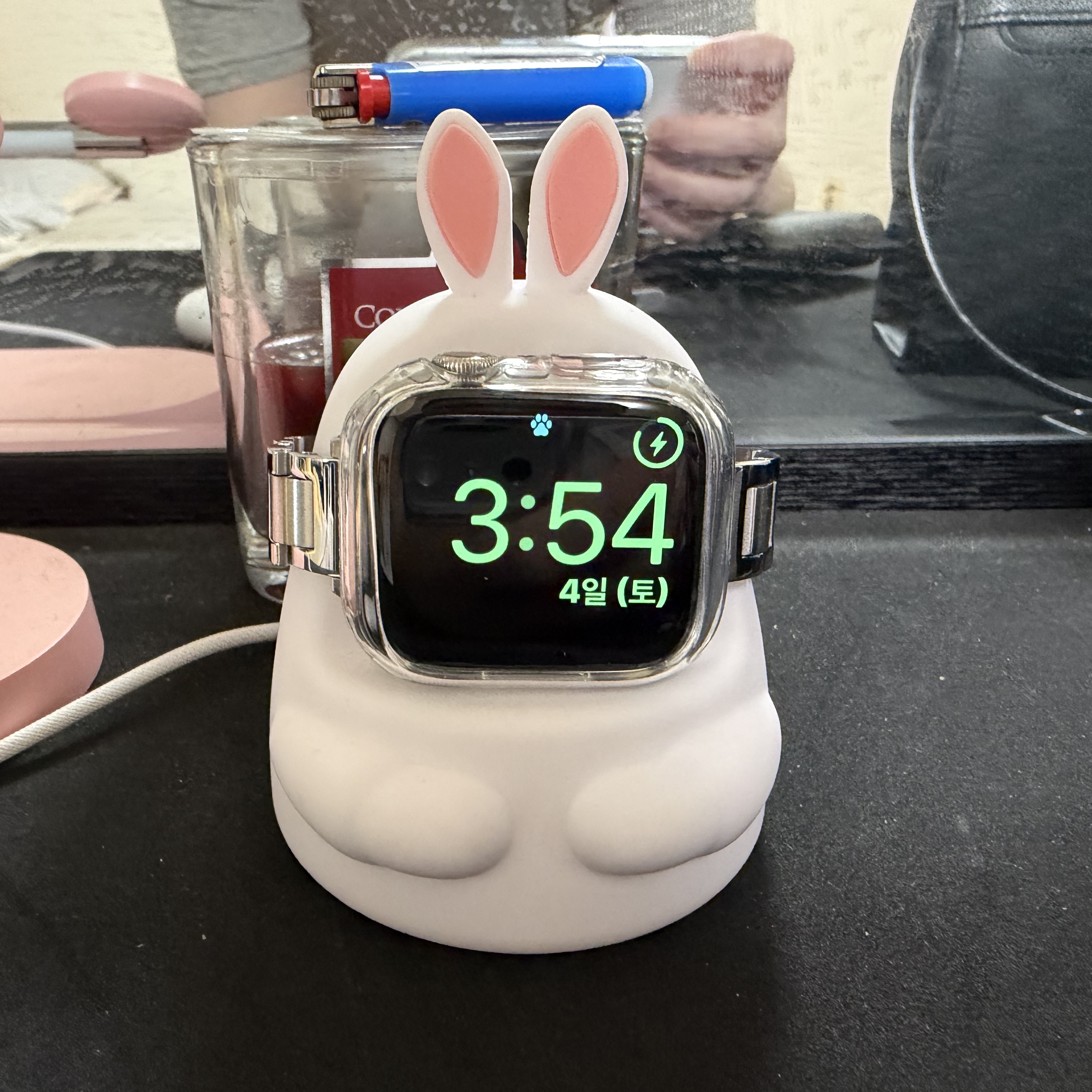[A등급] Refurbished Apple Watch Series 9 41mm Cellular Silver Stainless Steel Case with Sport Band Storm Blue 착용 스타일 - 3