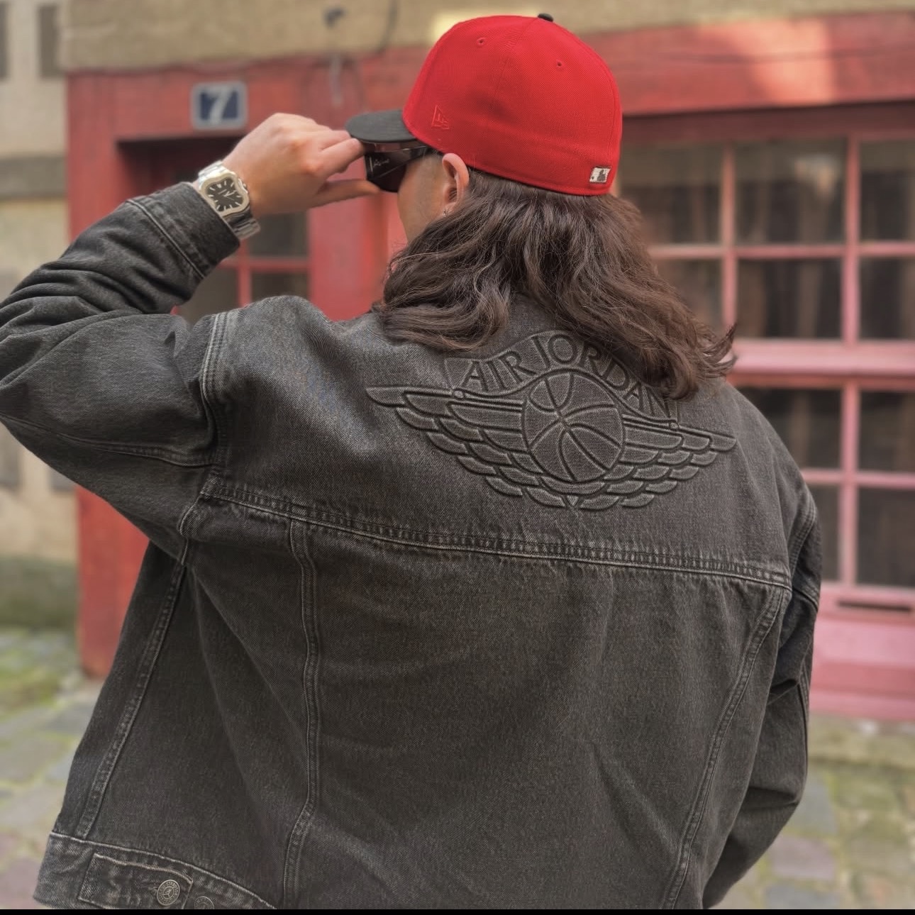 Levi's x Jordan Type III Trucker Black, Levi's x Jordan Baggy Jean Black 착용 스타일 - 1