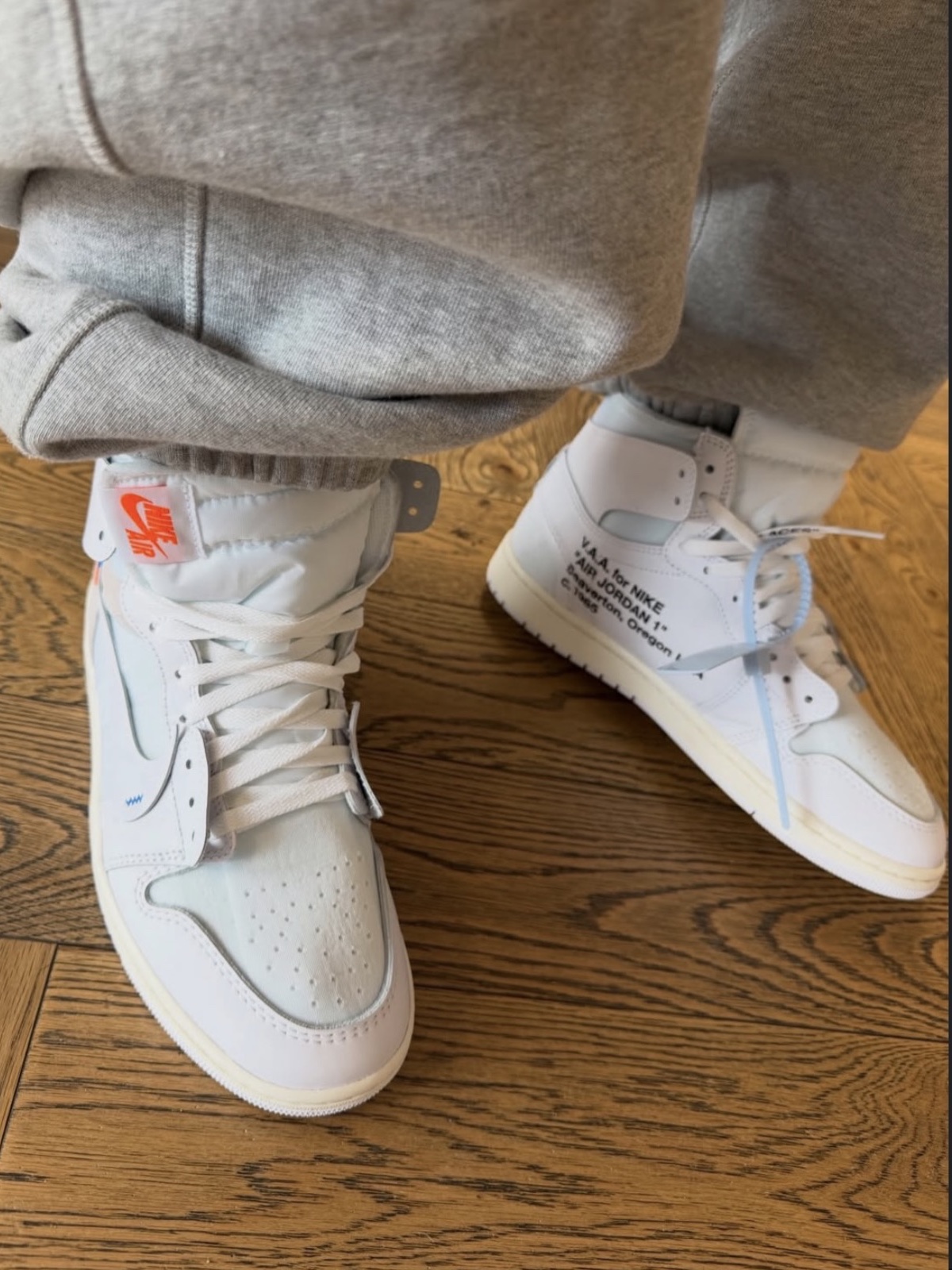 Jordan 1 x Virgil Abloh Archive Retro High Alaska White 착용 스타일 - 1
