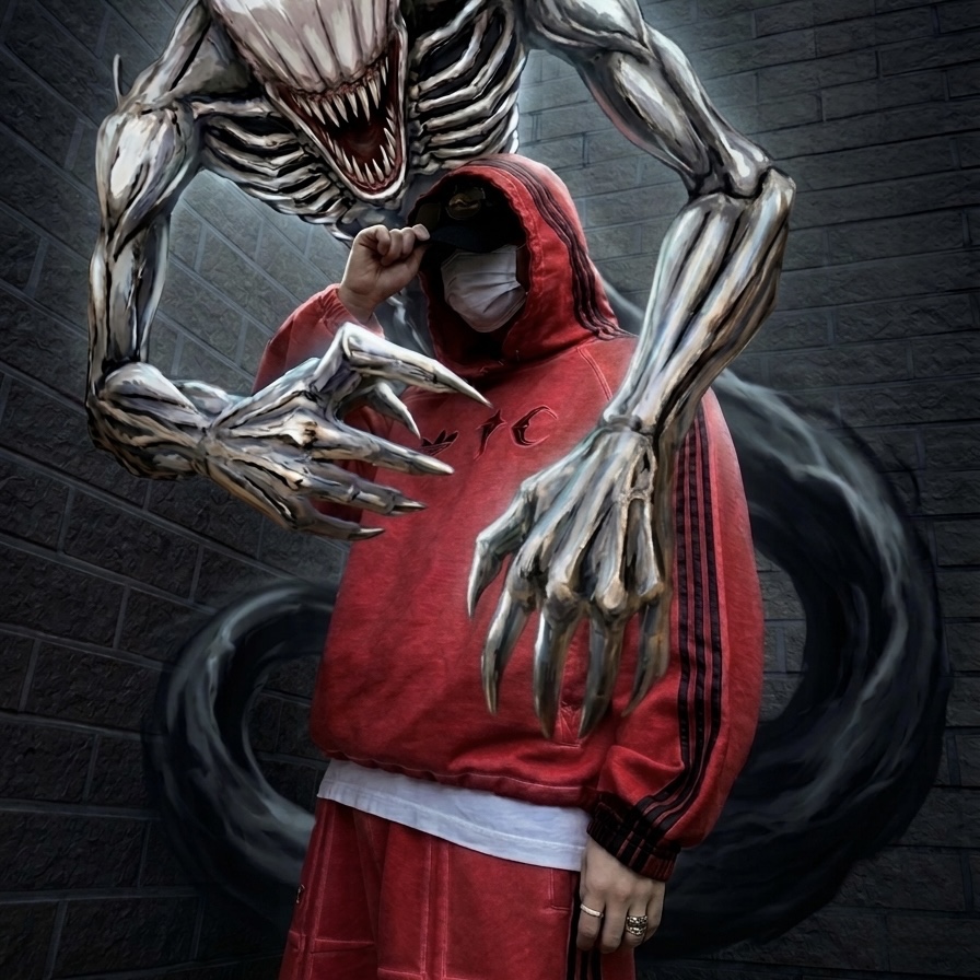 Adidas x Thug Club Sweat Hoodie Power Red - KR Sizing, Adidas x Thug Club Bermuda Shorts Power Red - KR Sizing 착용 스타일 - 1