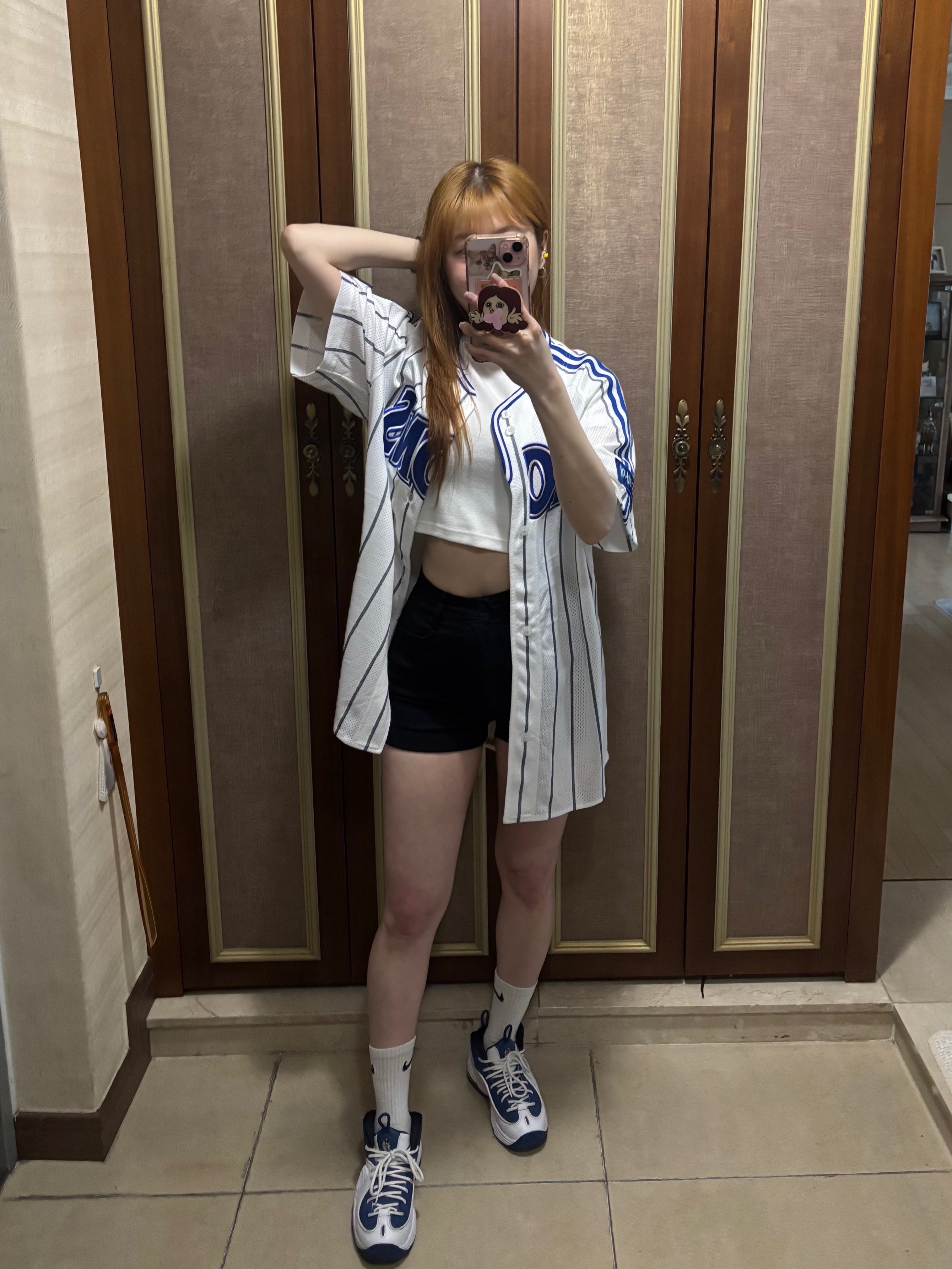 Samsung Lions 2025 Professional 02 Old Home Uniform White (Non Marking Ver.), Nike Air Penny II Atlantic Blue 착용 스타일 - 9