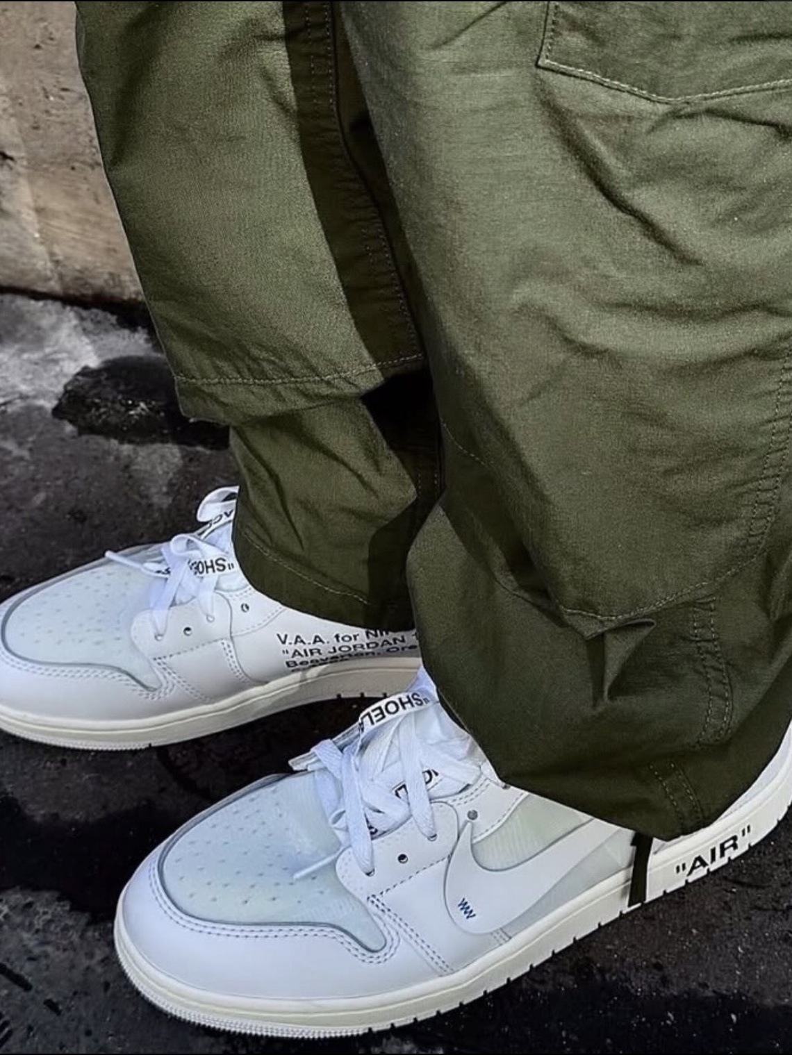 Jordan 1 x Virgil Abloh Archive Retro High Alaska White 착용 스타일 - 4