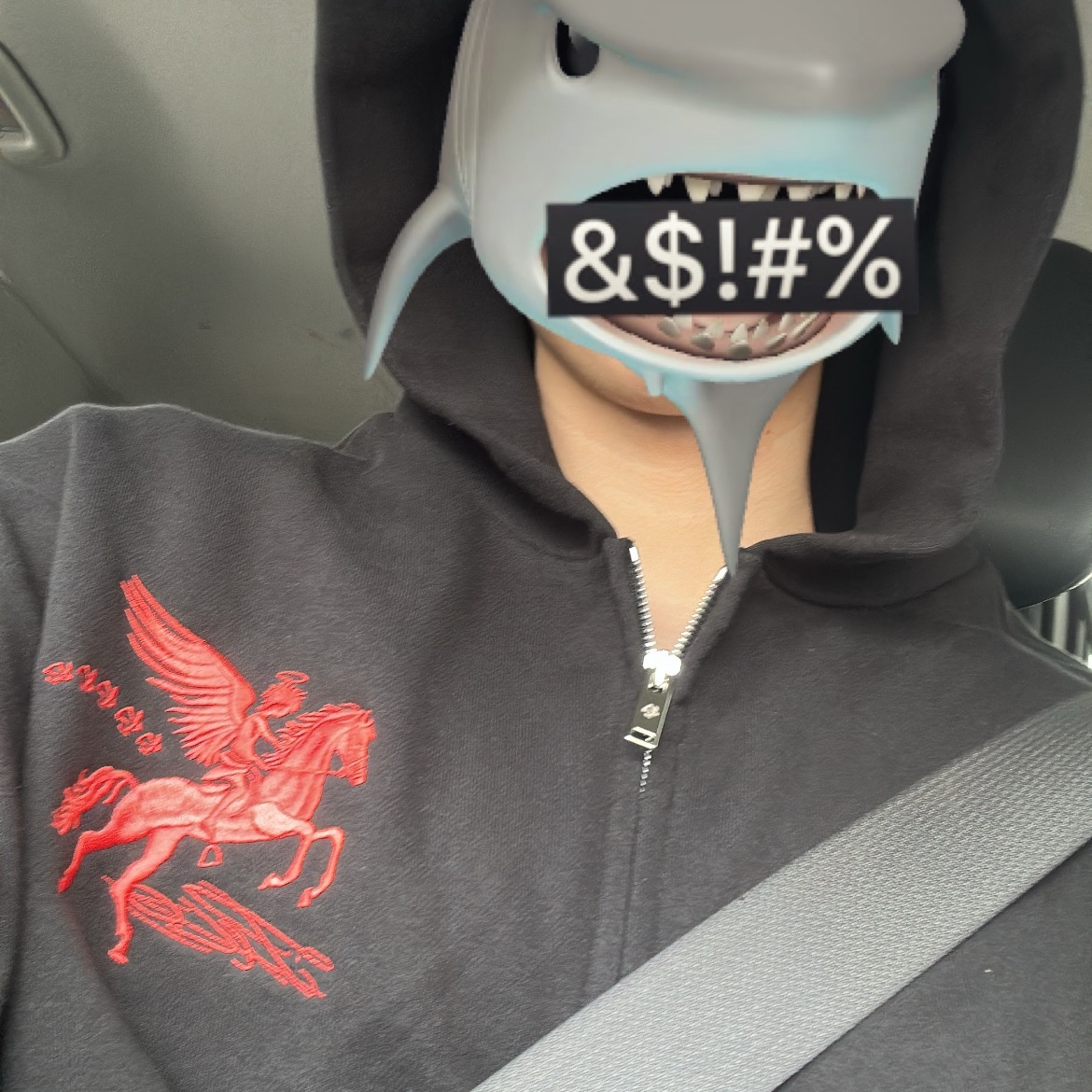 PACOSPLY Falling Angel Zip Up Hoodie Black 착용 스타일 - 2
