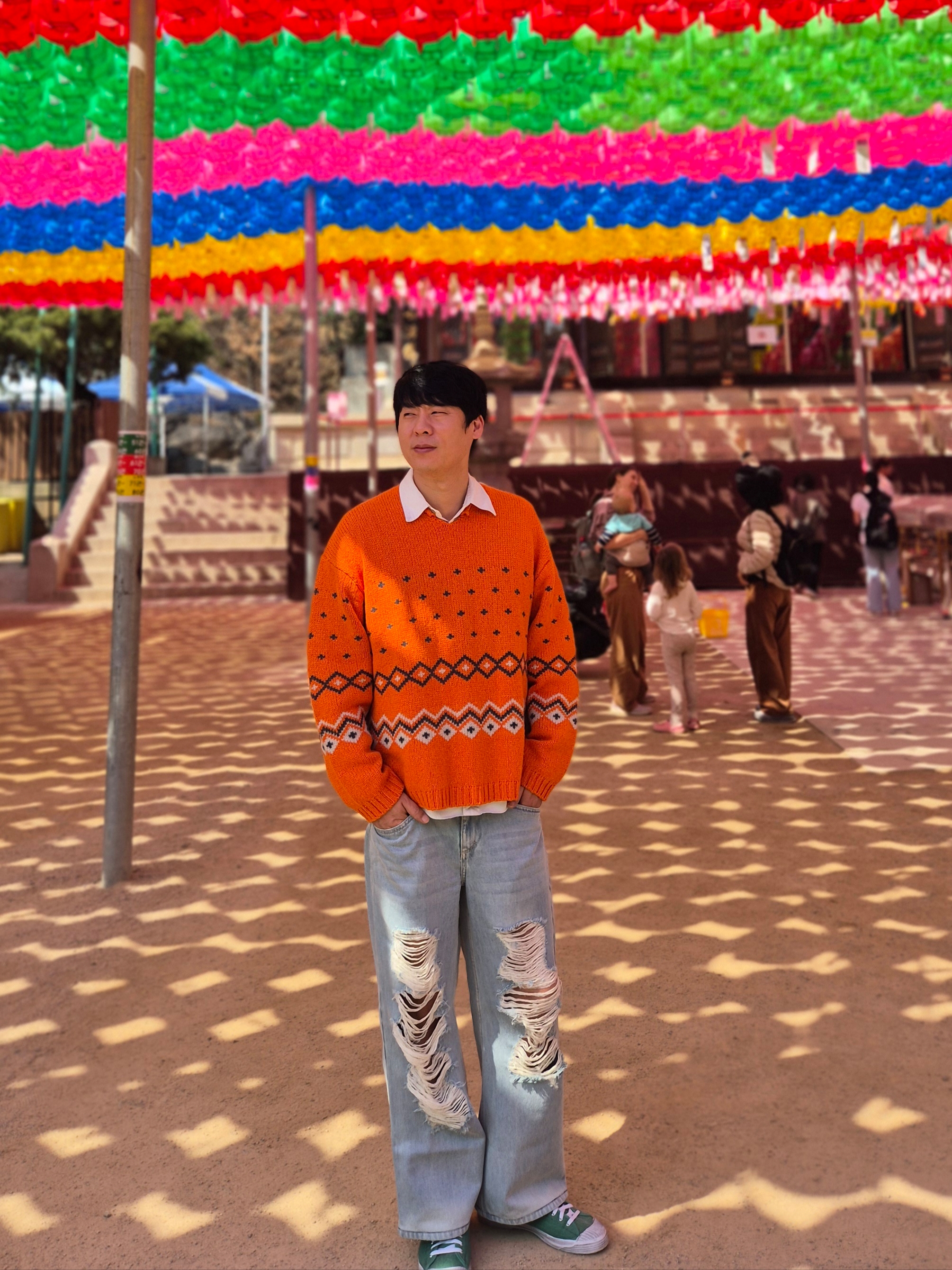Stussy Roll Neck Fairisle Sweater Orange, [20% 적립] Polo Ralph Lauren Featherweight Mesh Shirt White - 25SS 착용 스타일 - 1
