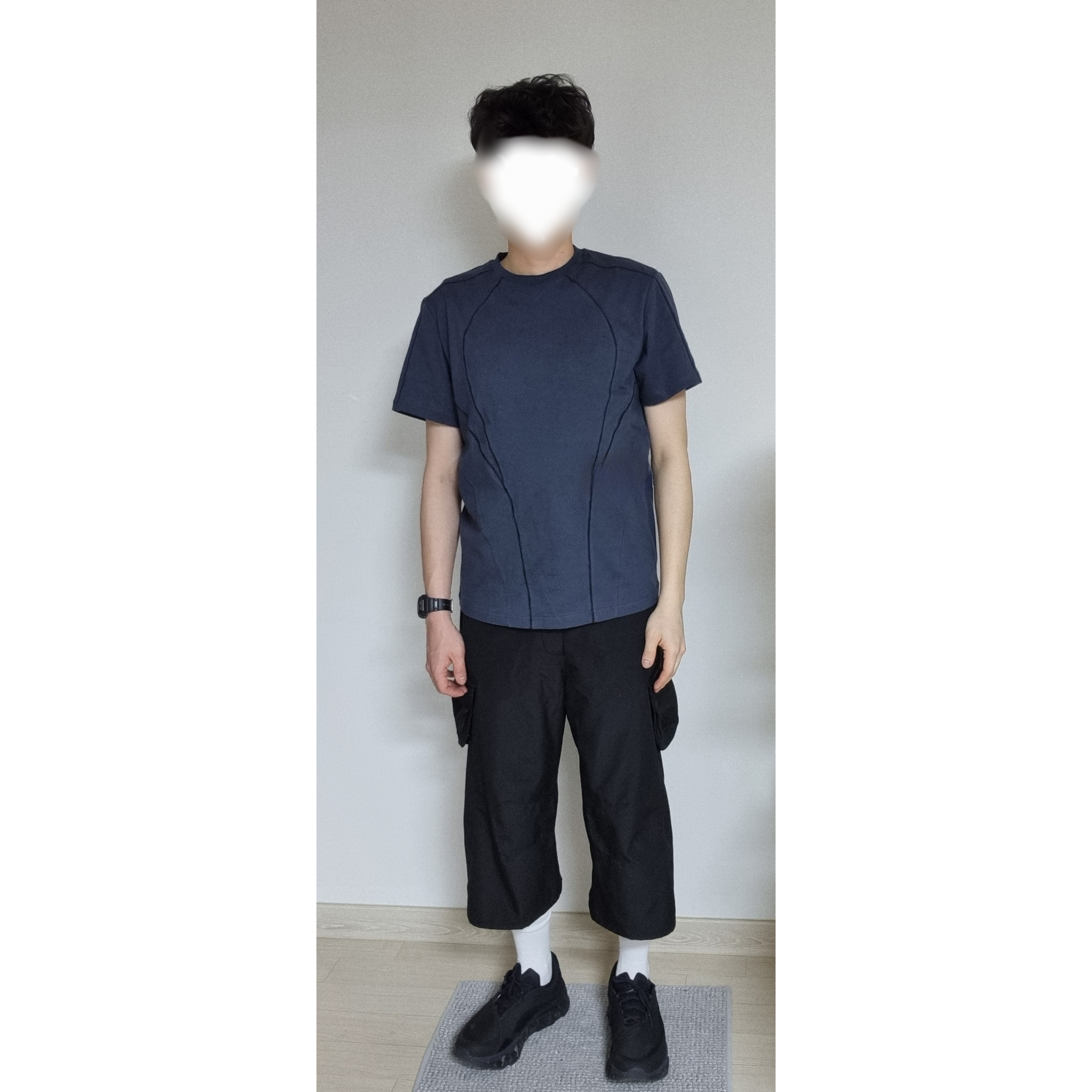 On Running x Post Archive Faction (Paf) Cloudmonster 2 Black Magnet, Sansan Gear Utility Cargo Pants Black 착용 스타일 - 1