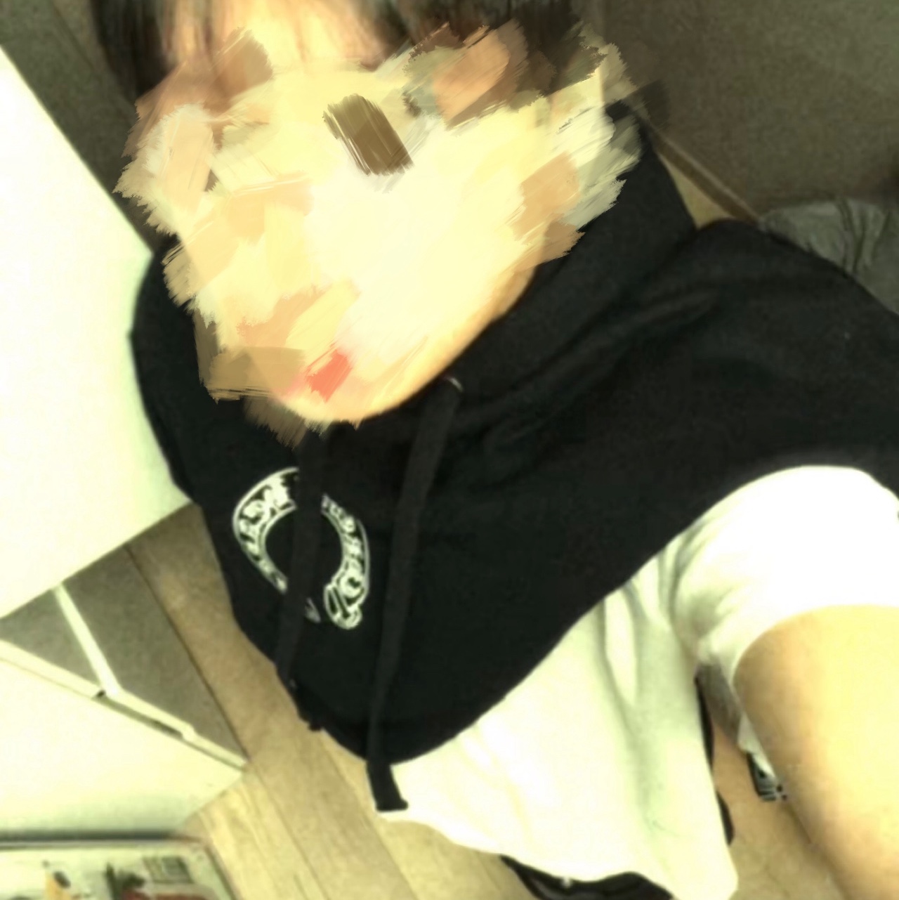 Chrome Hearts Horseshoe Floral Hoodie Black, Stussy Washed Canvas Big OL' Jean Black 착용 스타일