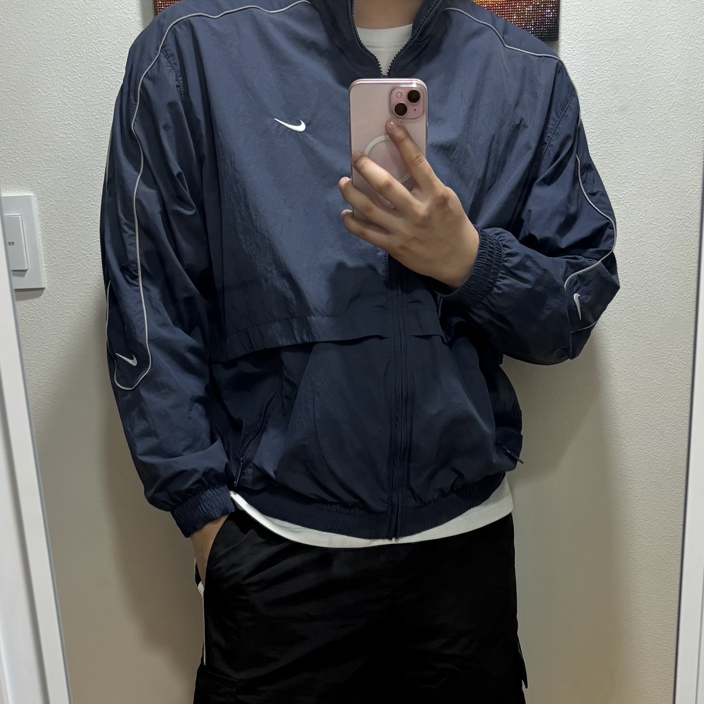 Nike NSW Solo Swoosh Woven Track Jacket Thunder Blue - Asia 착용 스타일
