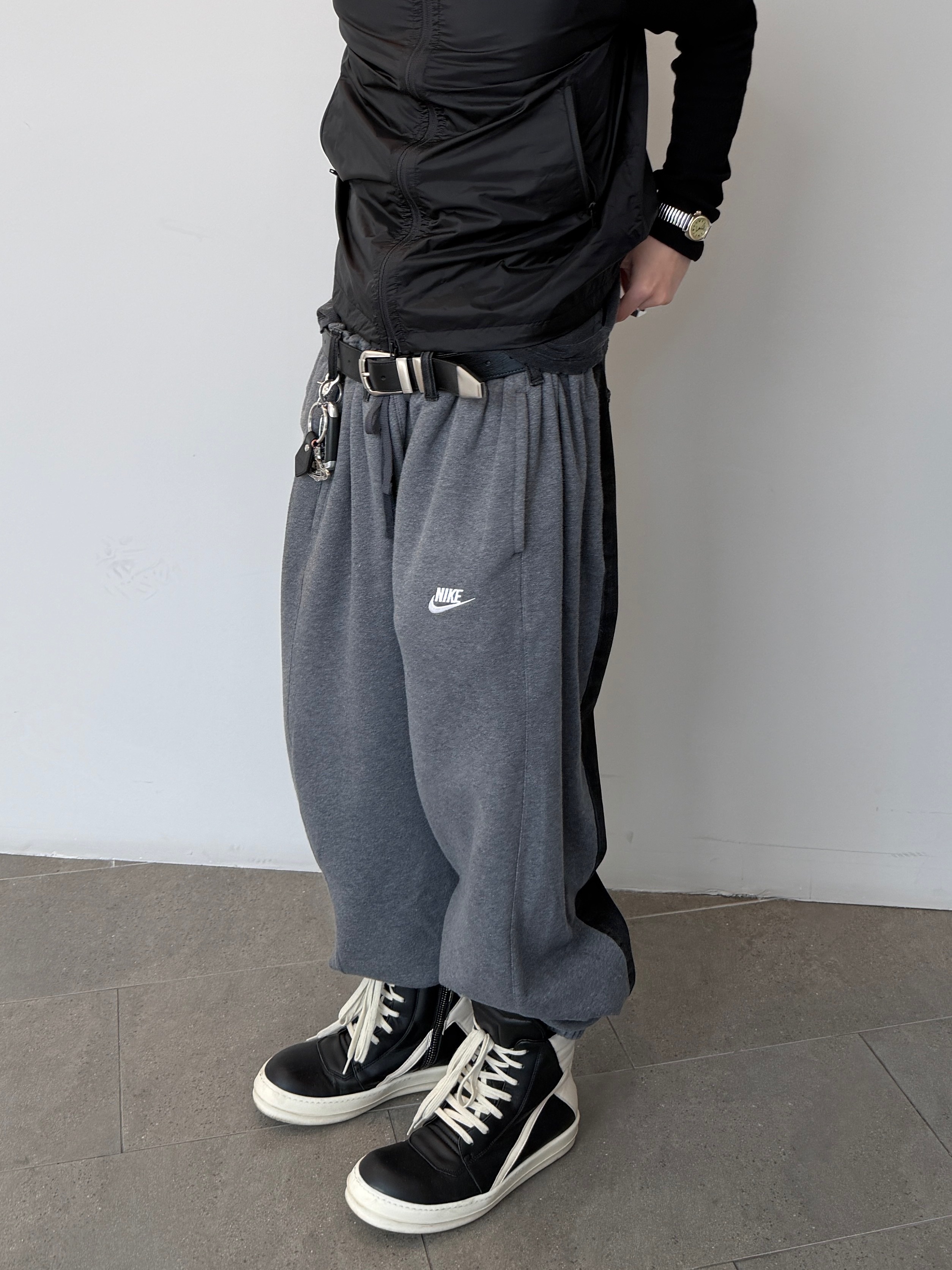 Undermycar Modular Rib Sleeve Jacket Black, Rick Owens Geobasket Sneakers Black Milk 착용 스타일 - 5