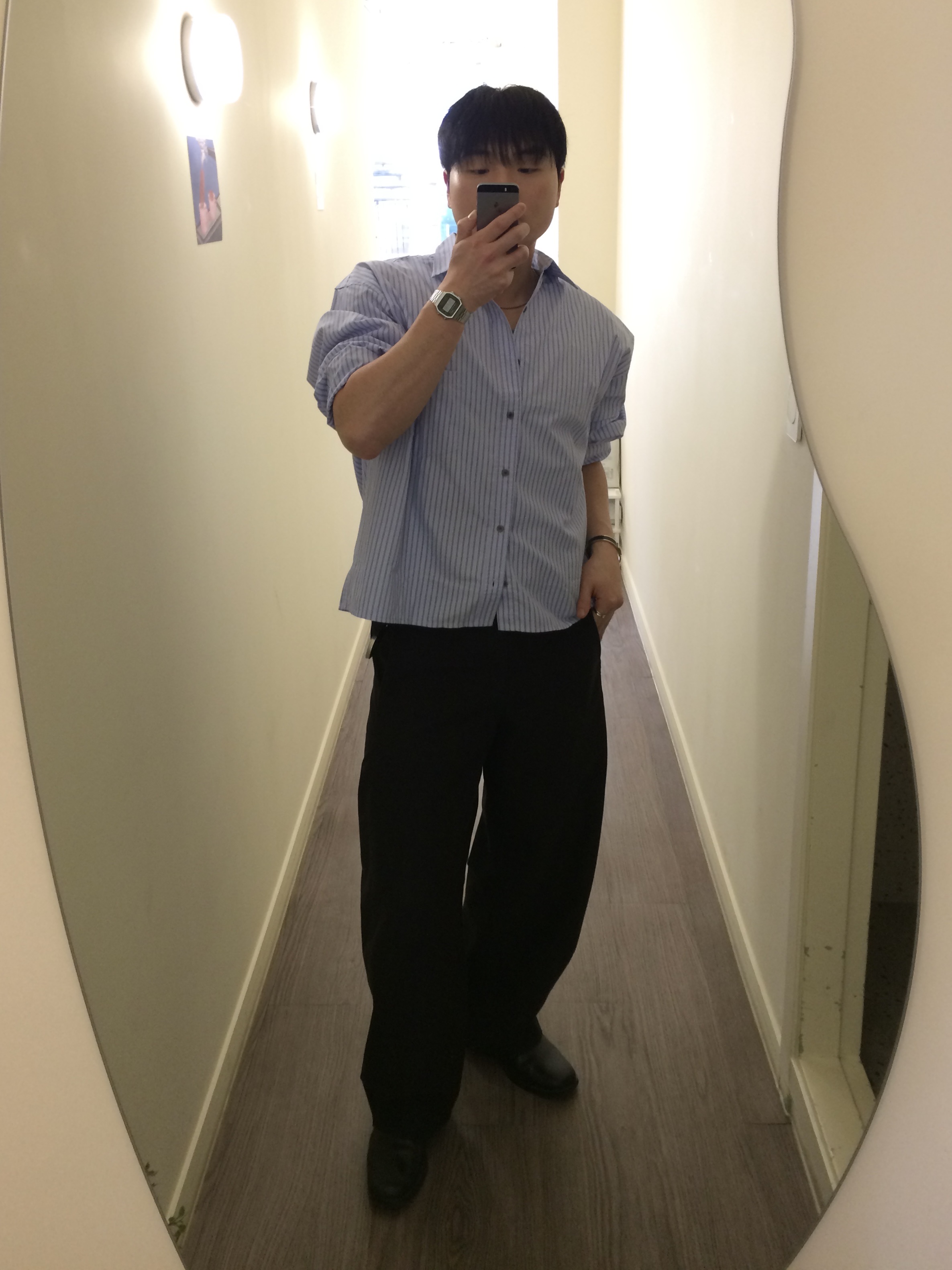 Romantic Move Selection Square Toe Chelsea Boots Black, Casio A-158WA-1 착용 스타일 - 4
