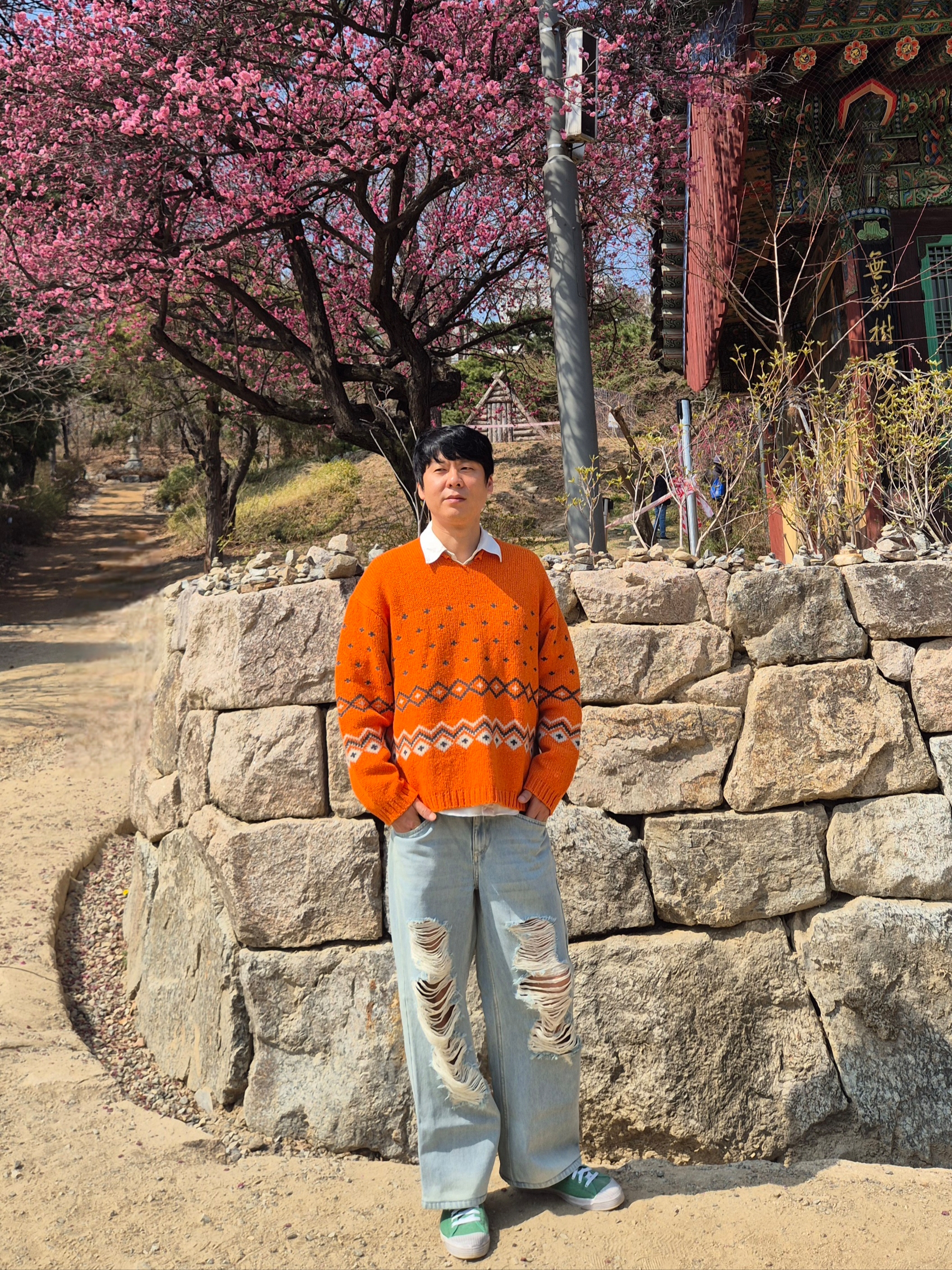 Stussy Roll Neck Fairisle Sweater Orange, [20% 적립] Polo Ralph Lauren Featherweight Mesh Shirt White - 25SS 착용 스타일 - 3