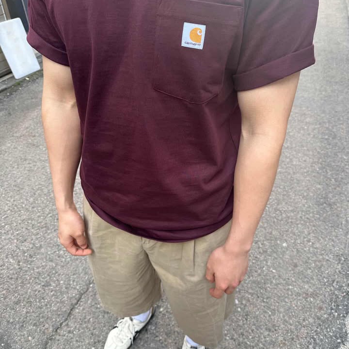 Carhartt Loose Fit Heavyweight Regular Short Sleeve Pocket T-Shirt Port 착용 스타일 - 1