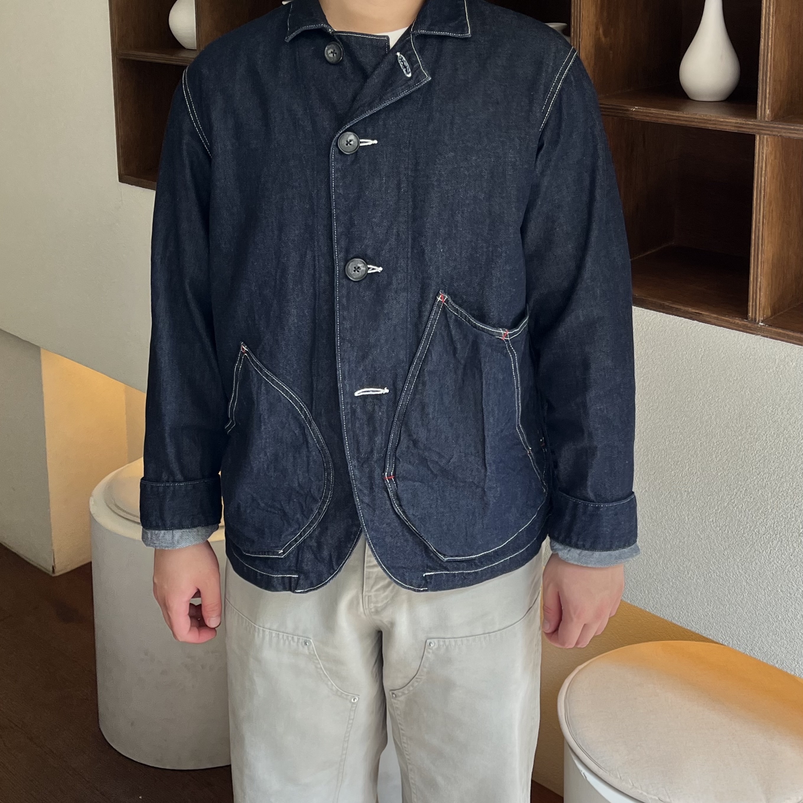 Kapital 11.5 oz. Denim & 8 oz. Denim Apple Man Coverall Indigo 착용 스타일 - 1