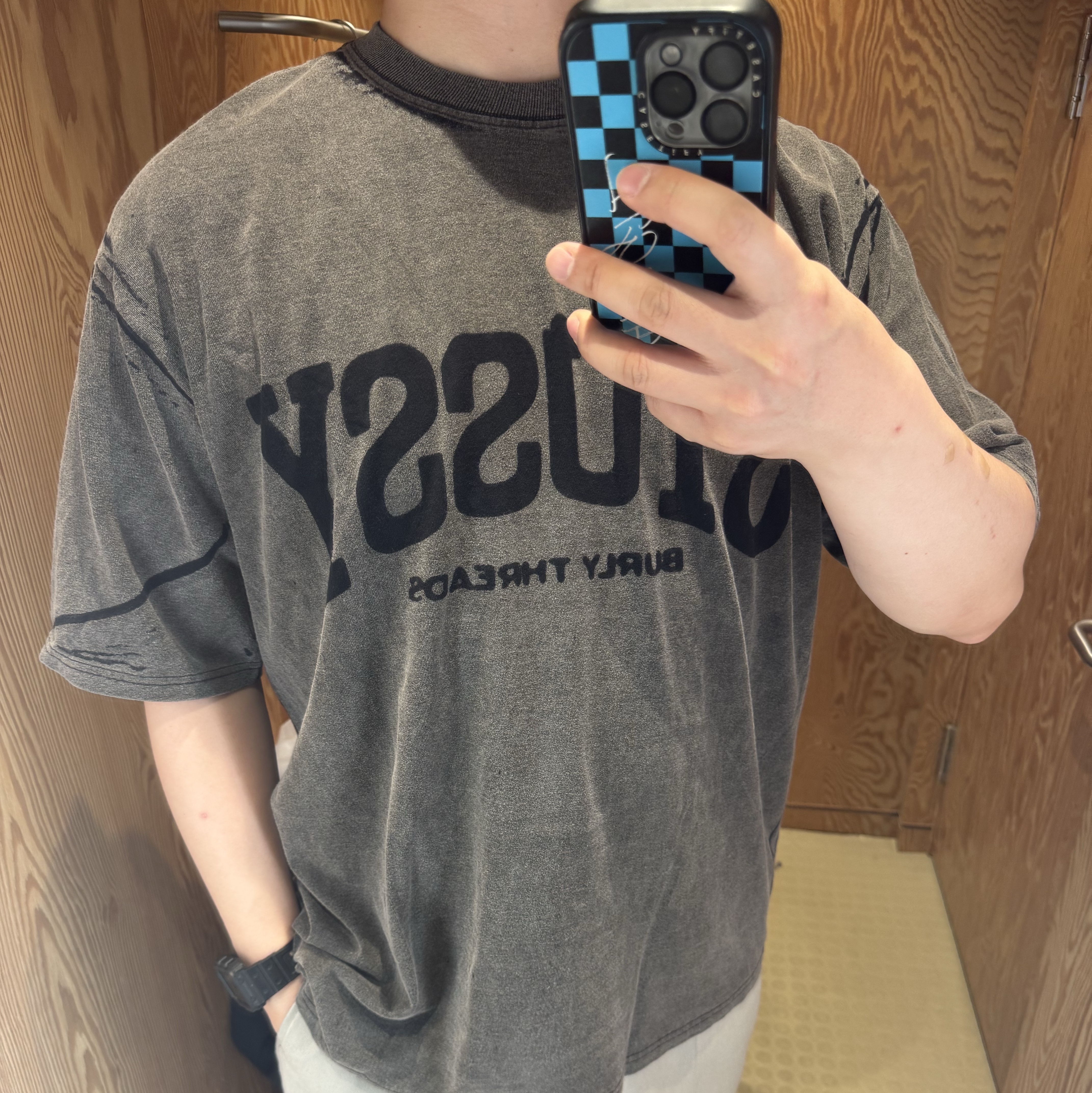 Stussy Burly Stone Washed Tee Black 착용 스타일