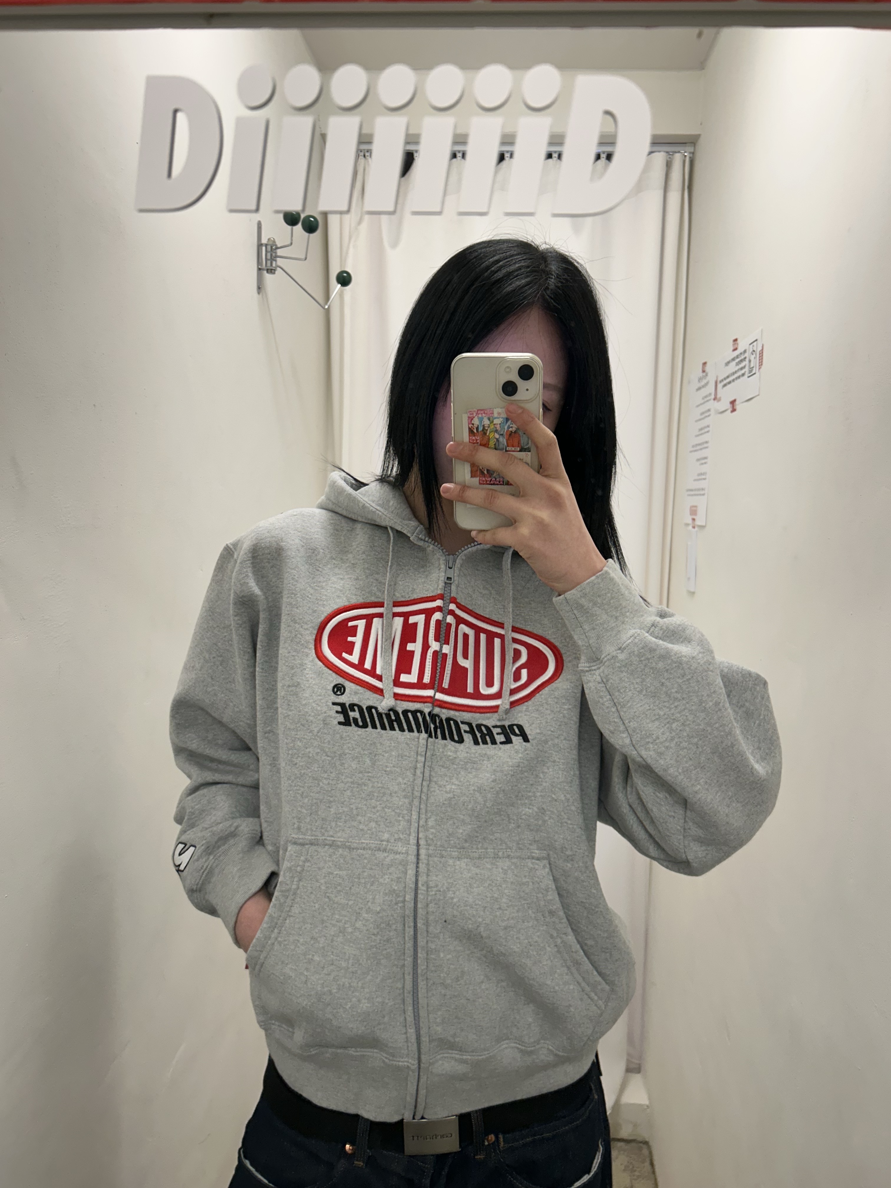 Supreme Performance Zip Up Hooded Sweatshirt Heather Grey - 26SS 착용 스타일 - 3