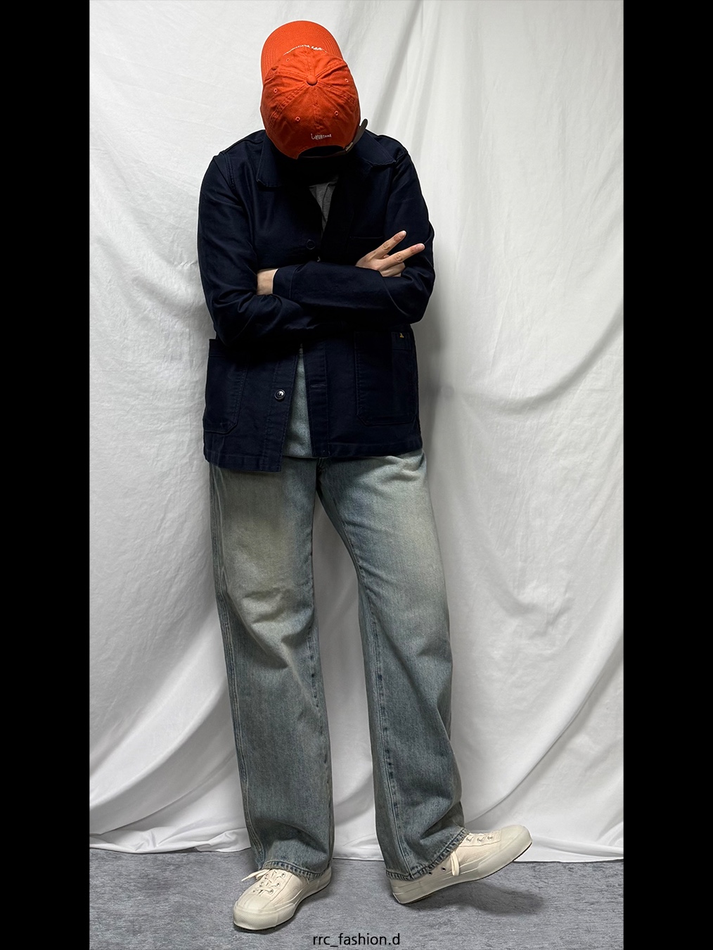 Rough Side Drape Denim Pants Light Blue 착용 스타일 - 1