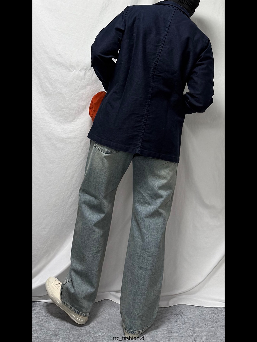 Rough Side Drape Denim Pants Light Blue 착용 스타일 - 2