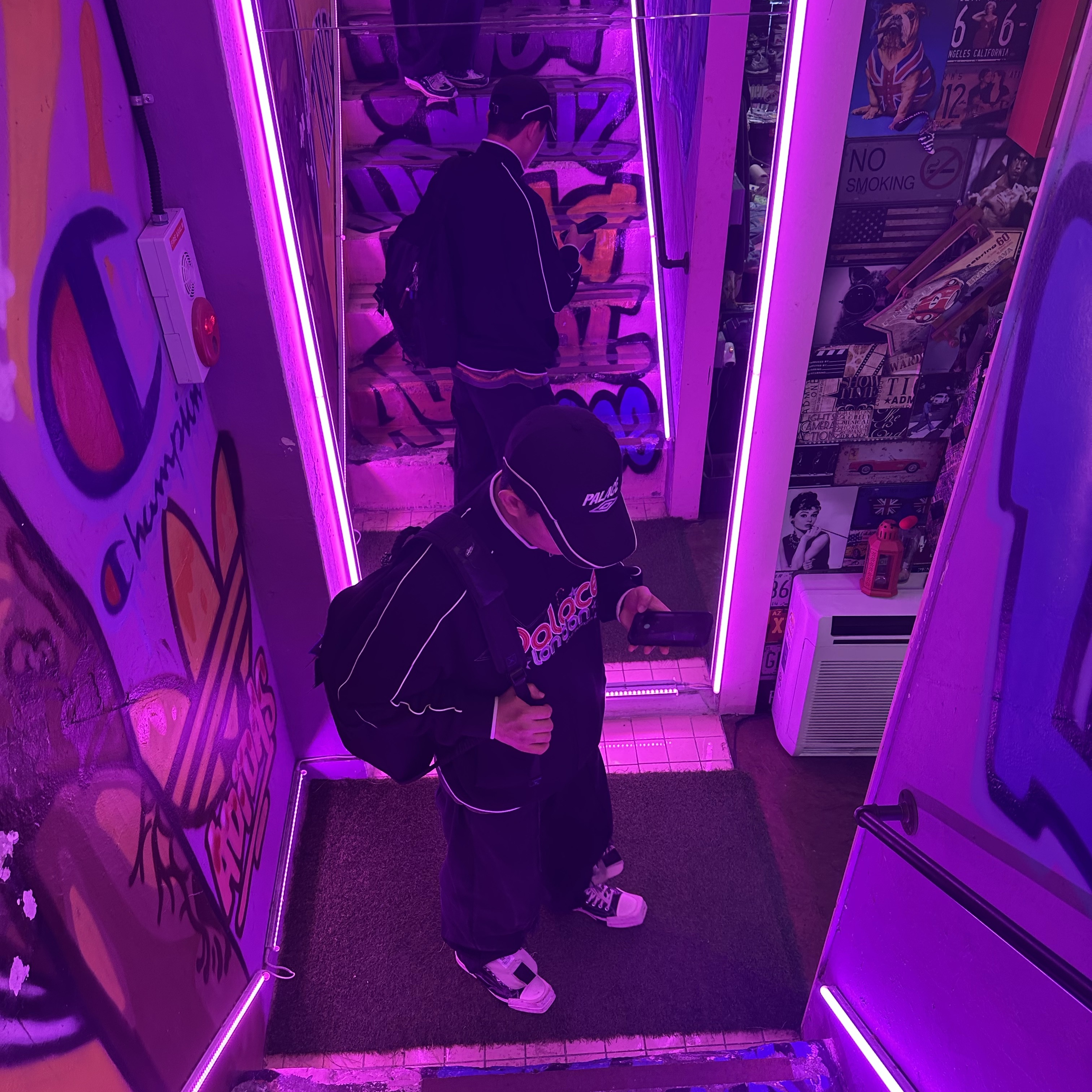 Palace Grimey Zip Funnel Black - 23FW, Palace x Umbro Cap Black - 24SS 착용 스타일 - 6