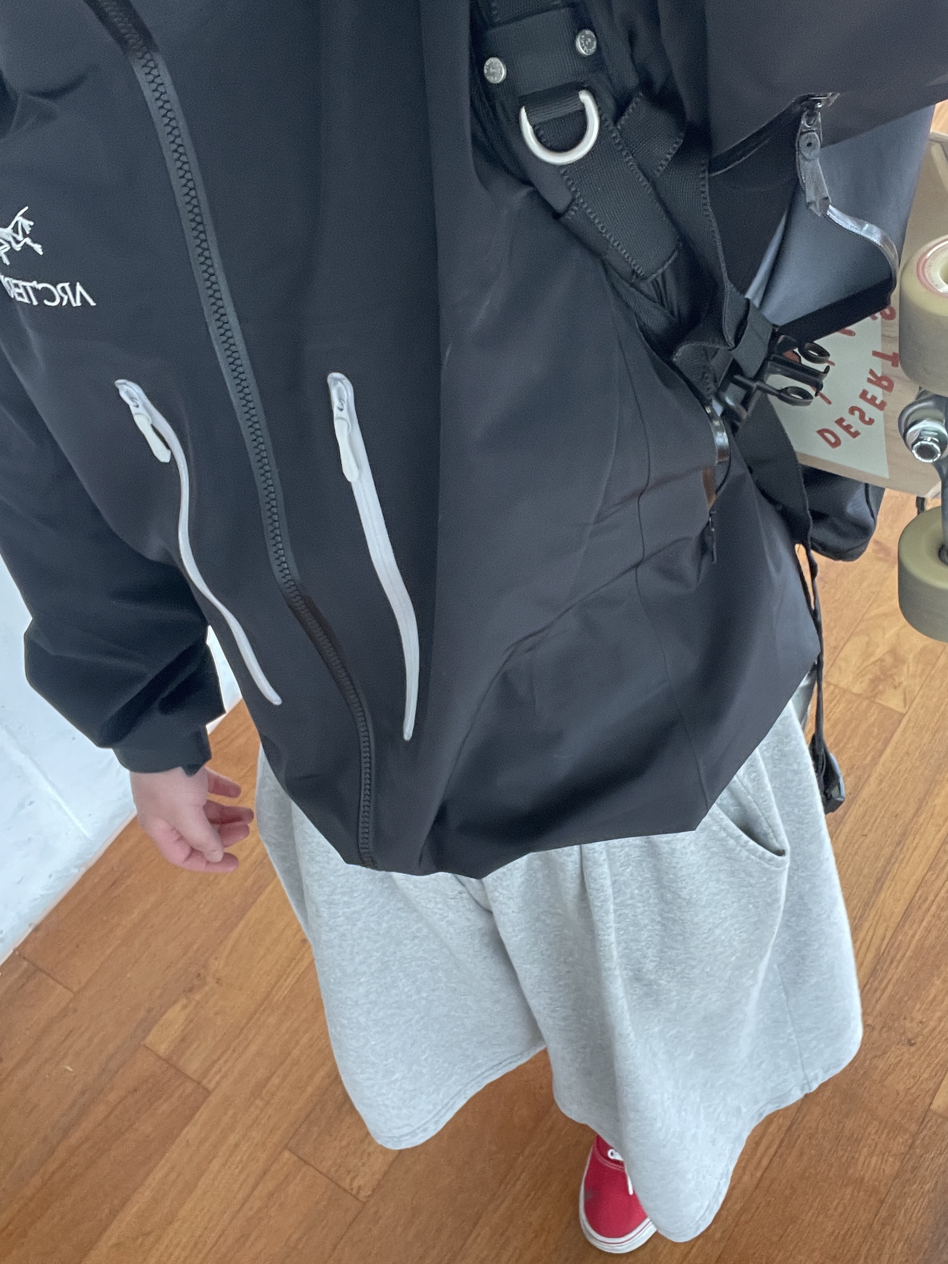 Arc'teryx Alpha SV Jacket Orca, Vans Authentic Red 착용 스타일