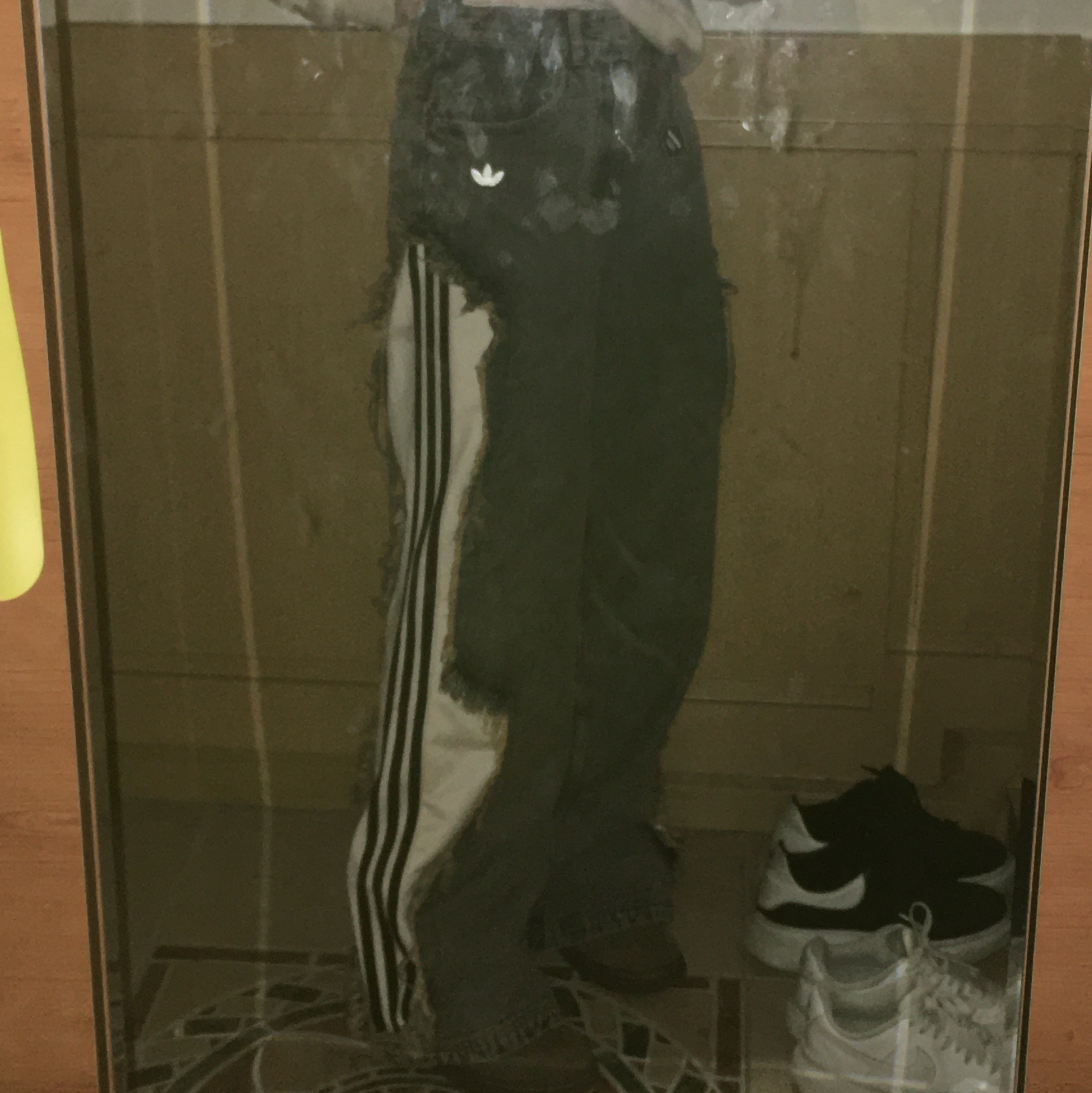 (W) Adidas Adilenium 5.0 Deconstructed Denim Pants Chalky Brown - KR Sizing 착용 스타일 - 1