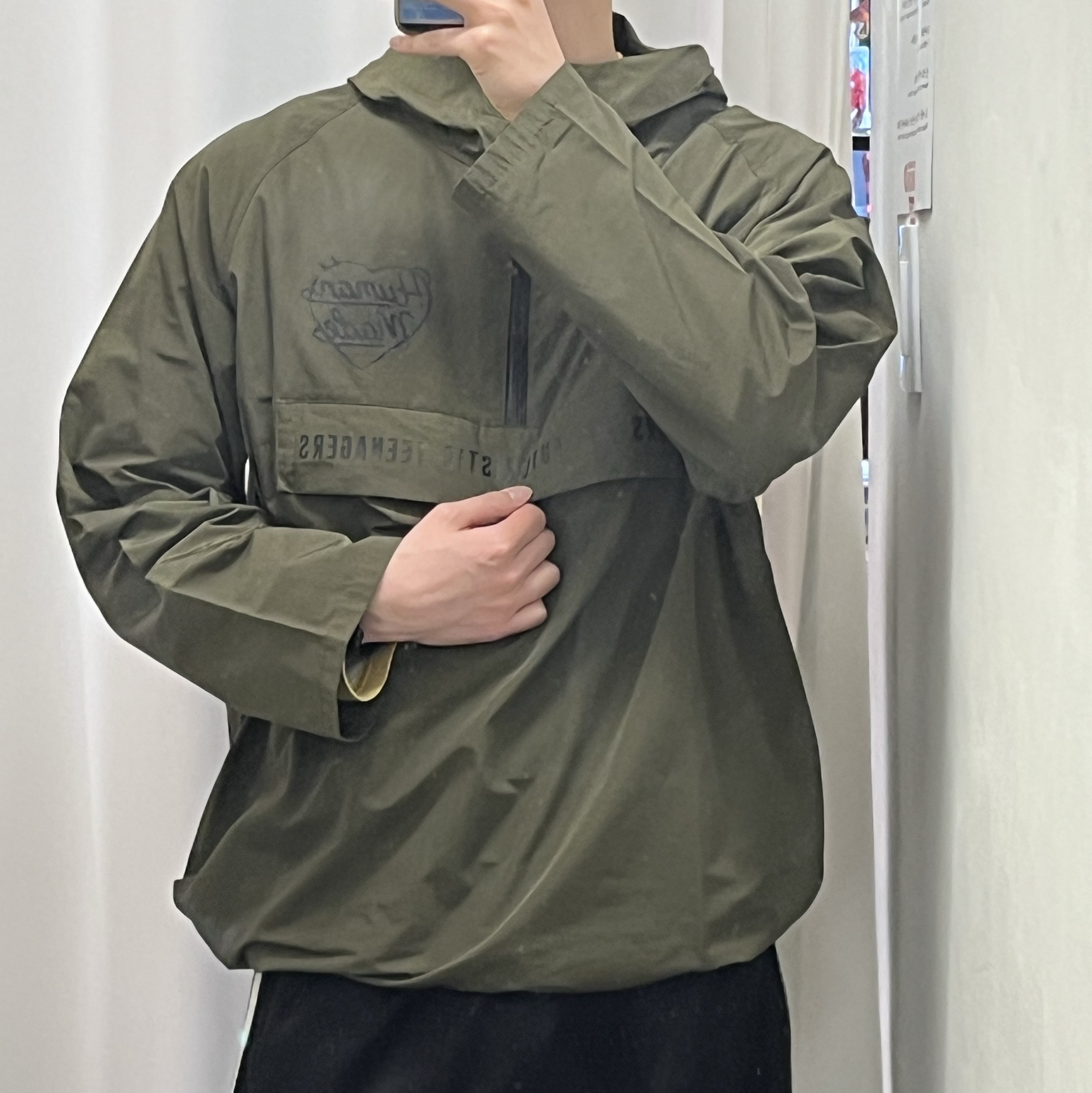 Human Made Half-Zip Anorak Olive Drab 착용 스타일 - 4
