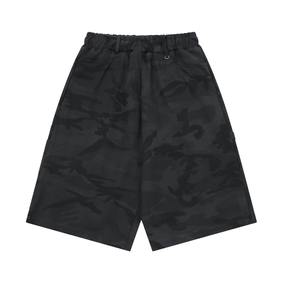 슬로우 레코드 하우스 카펜터 버뮤다 와이드 카모 팬츠 챠콜(SLOW RECORD HOUSE Carpenter Bermuda Wide Camo Pants Charcoal)