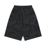 SLOW RECORD HOUSE Carpenter Bermuda Wide Camo Pants Charcoal