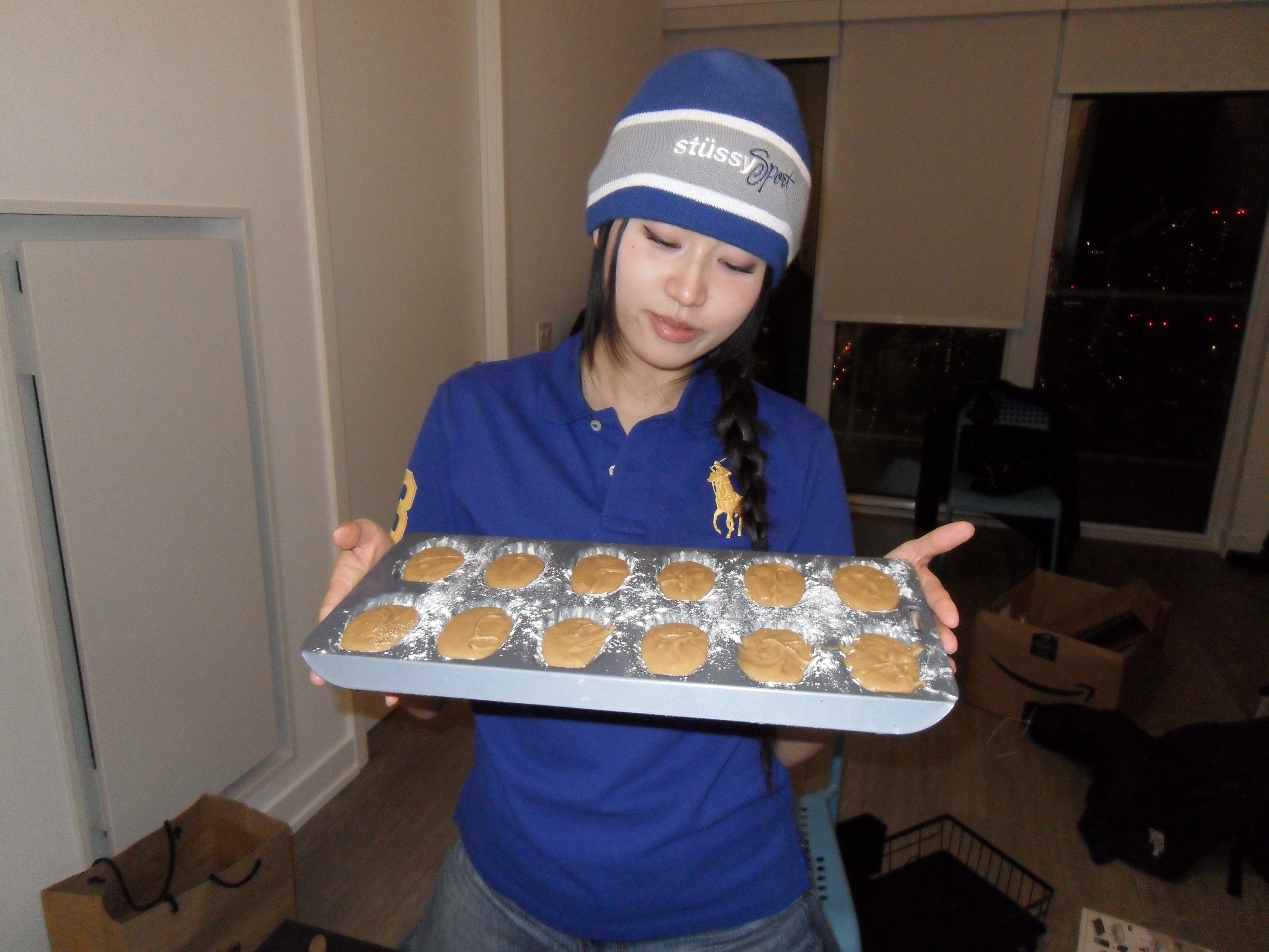 Stussy Sport Stripe Skullcap Royal 착용 스타일