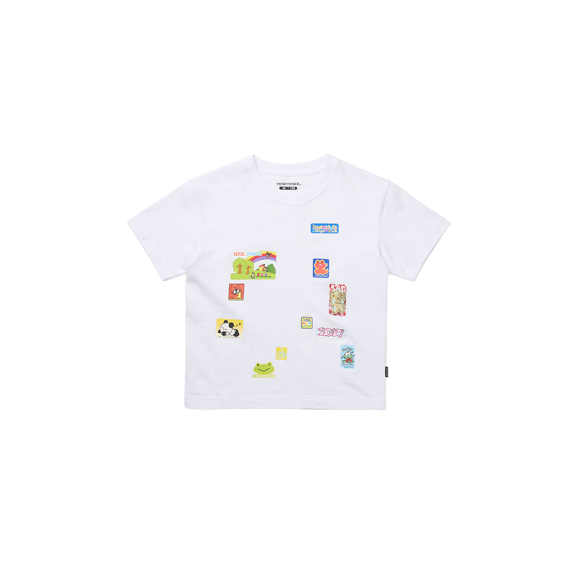 [더블적립] 예스아이씨 예스 덤프 스티커 키즈 티셔츠 화이트([더블적립] YESEYESEE Y.E.S Dump Sticker Kids Tee White)