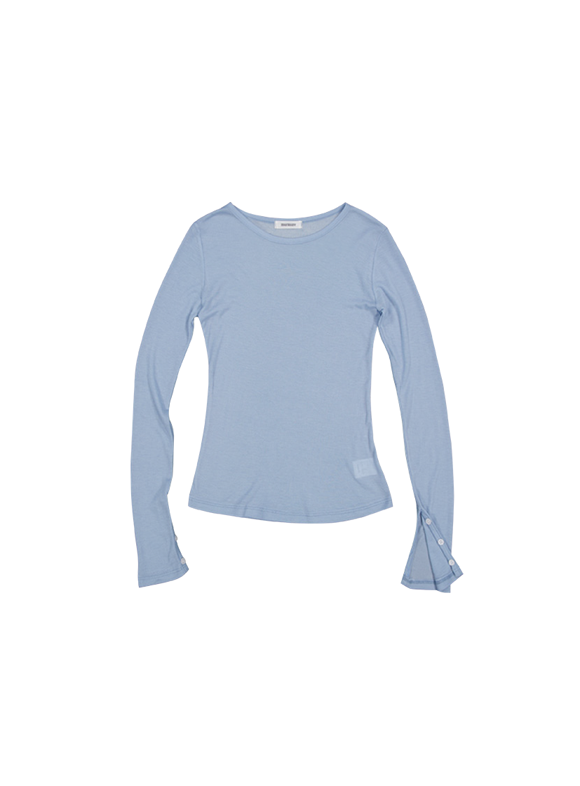 뮈르뮈르 유우 슬릿 버튼 시어 티 스카이블루(Murmure Yuu Slit Button T-Shirt Skyblue)