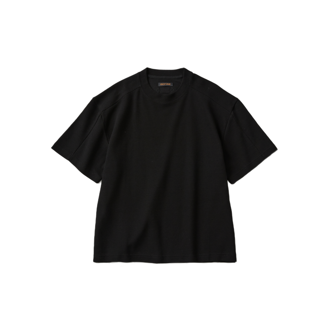 디파인 크롭 와플 하프 티셔츠 모노 블랙(DEFINE Cropped Waffle Half T-Shirt Mono Black)
