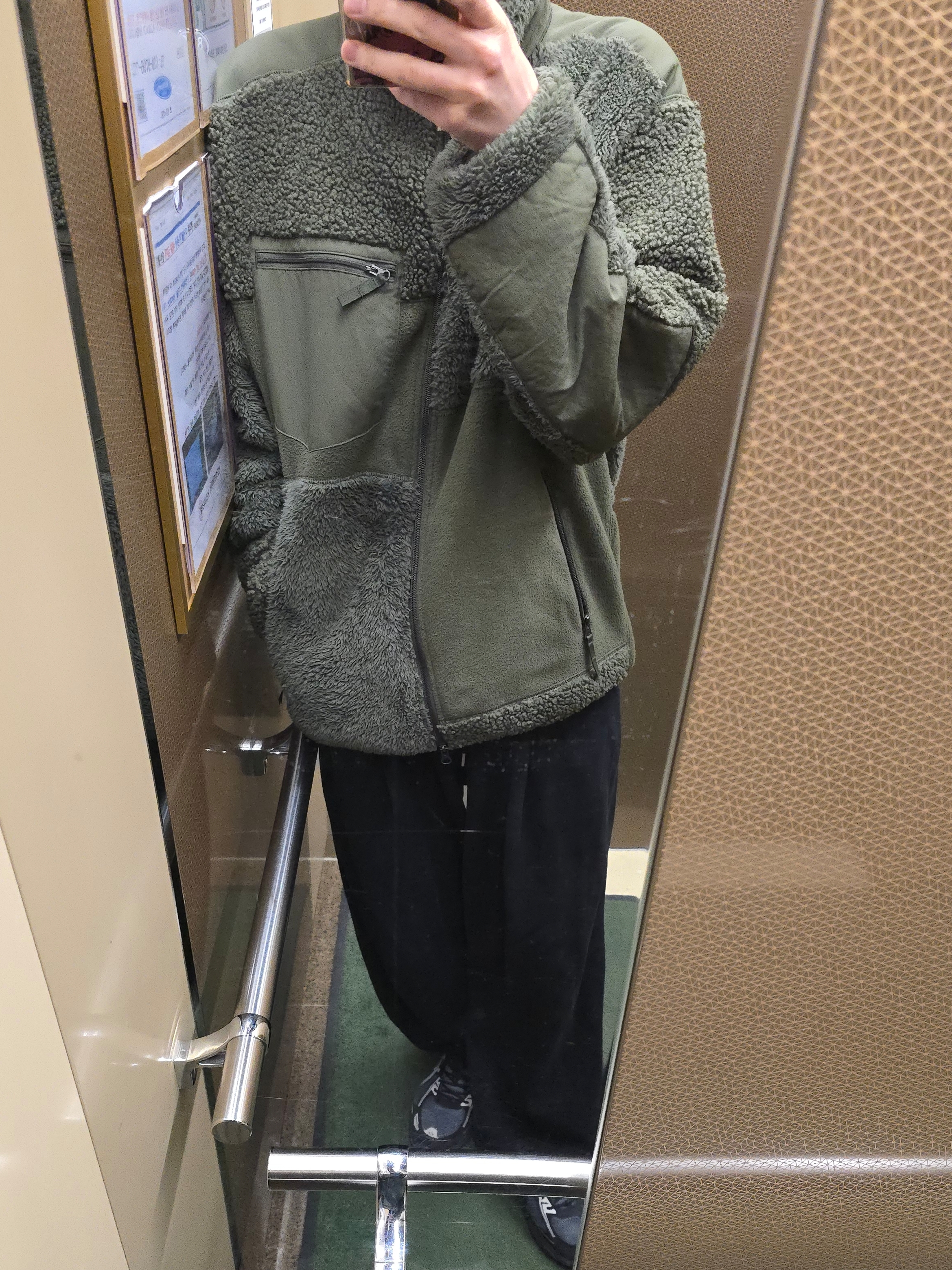 Uniqlo x Engineered Garments Combination Fleece Jacket Olive - JP 착용 스타일