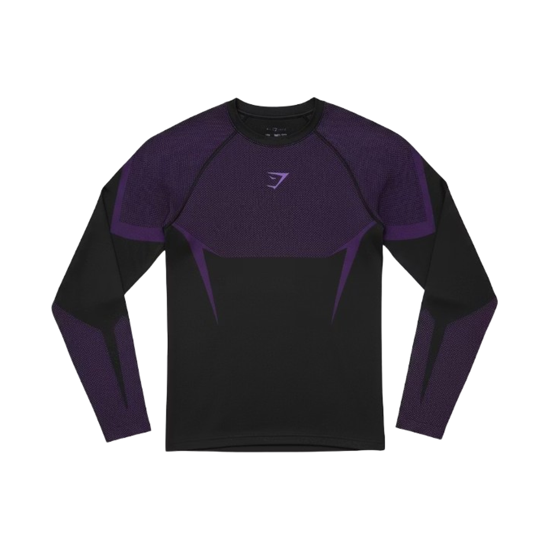 짐샤크 오닉스 5.0 심리스 롱슬리브 머슬핏 티셔츠 블랙 애슬래틱 퍼플(Gymshark Onyx 5.0 Seamless Long Sleeve Muscle Fit T-Shirt Black Athletic Purple)