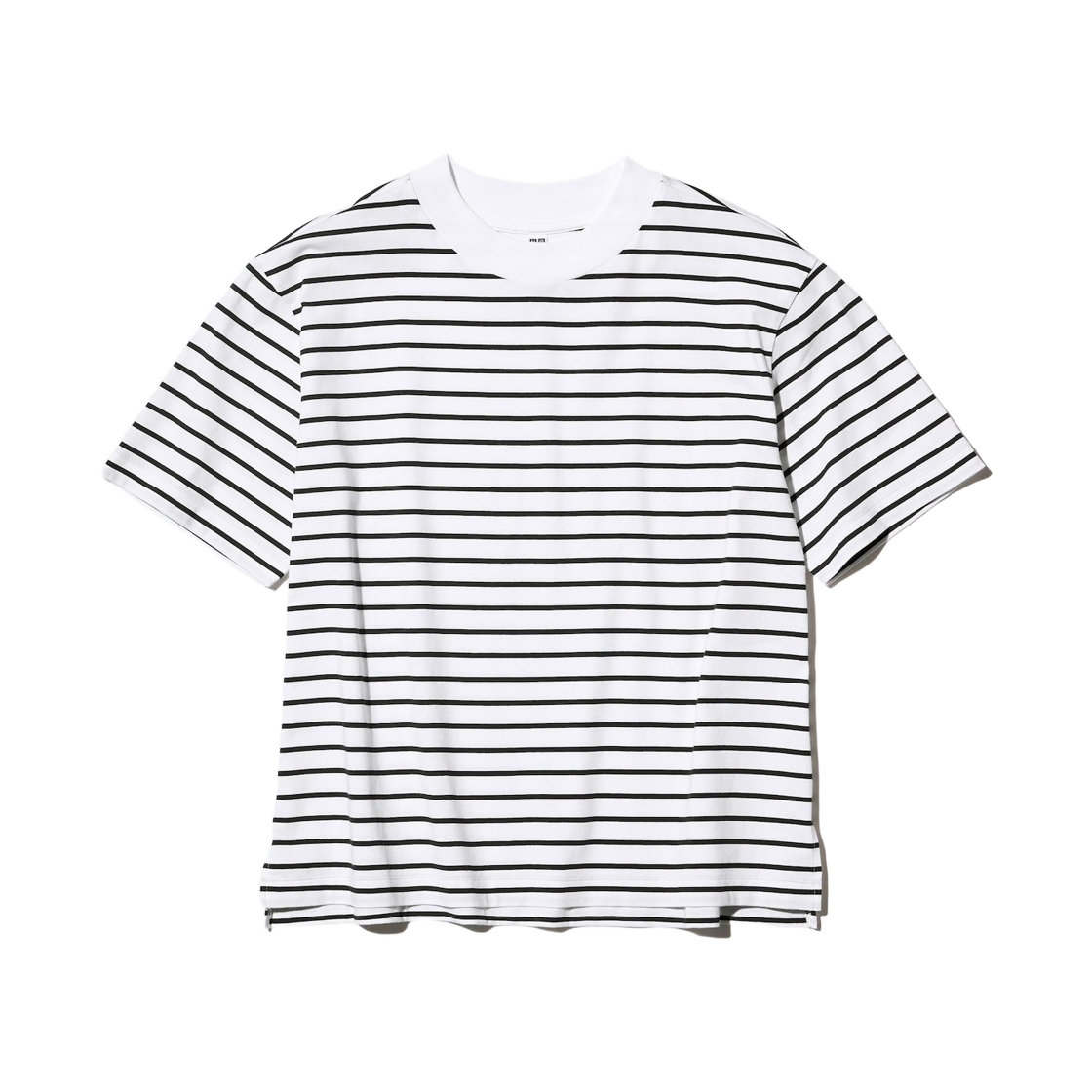 480054-01 (W) Uniqlo Airism Cotton Striped T-Shirt Off White - JP