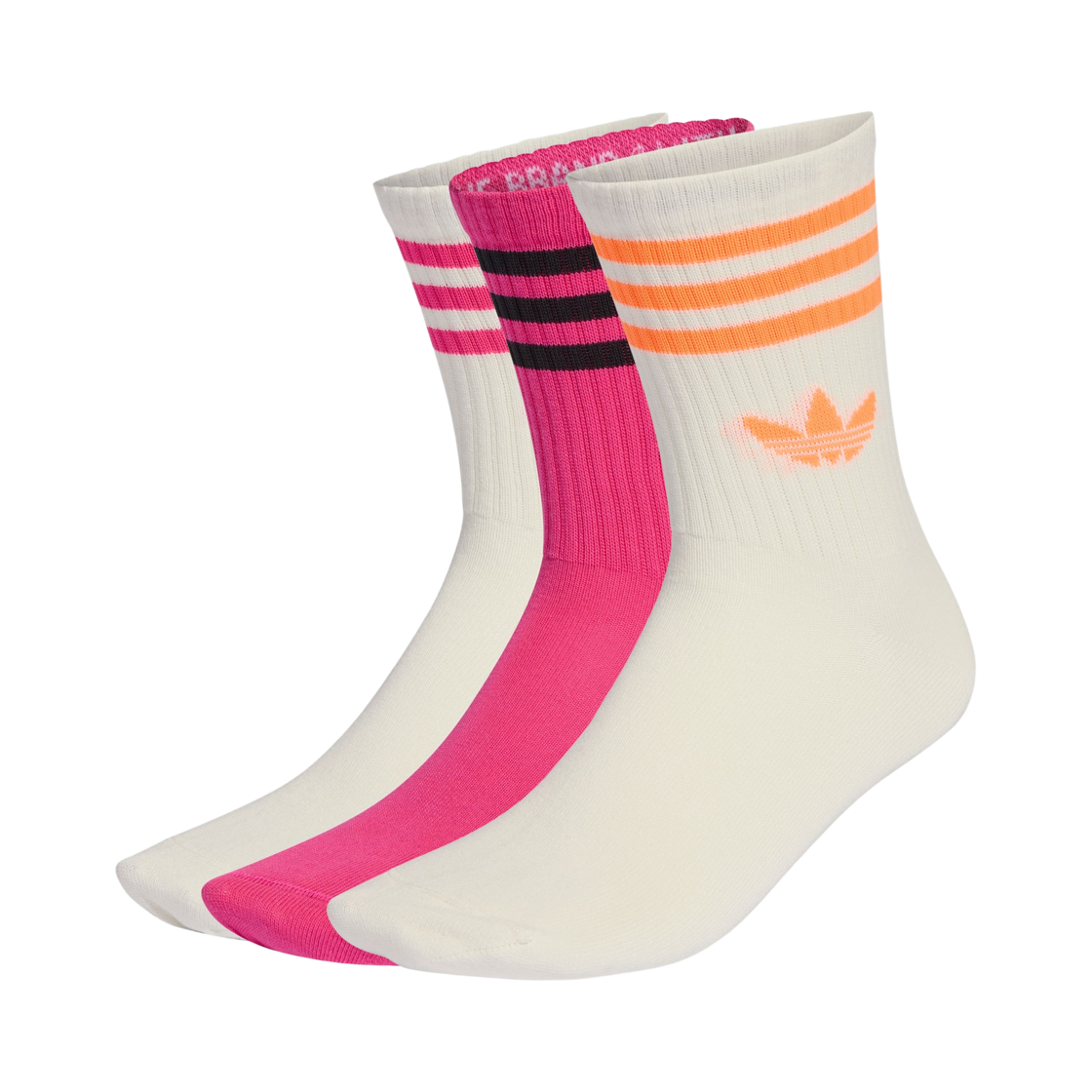 KD8254 Adidas 3-Stripes Crew Socks Off White Shock Pink (3 Pack)