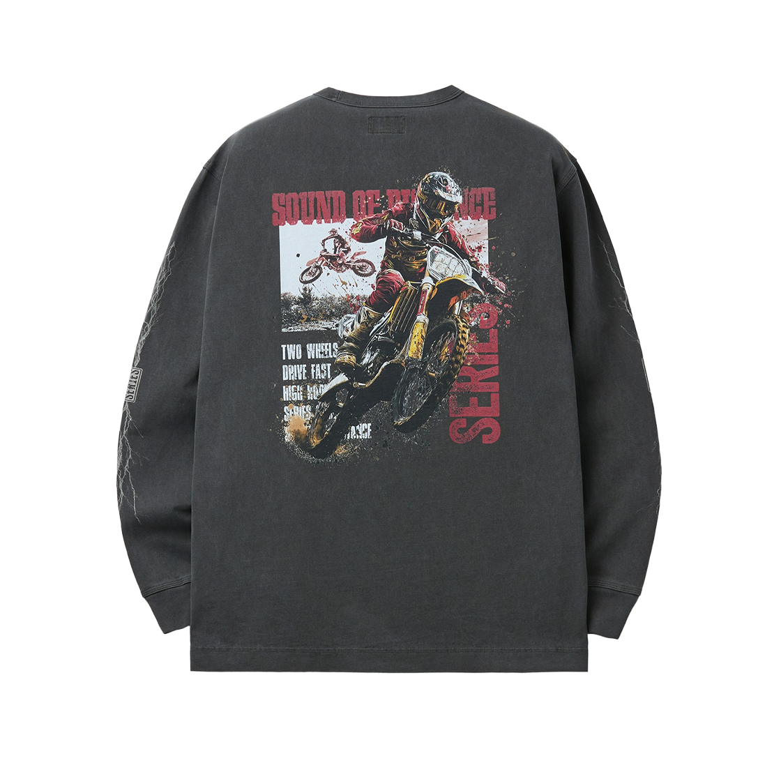 시리즈 모터사이클 프린팅 긴팔 티셔츠 차콜(SERIES Motorcycle Print Long Sleeve T-Shirt Charcoal) - 1