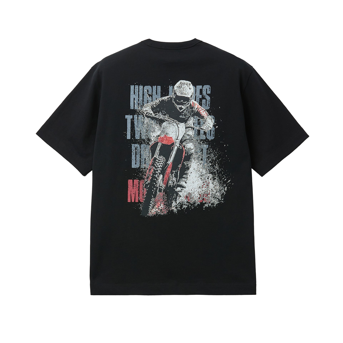 시리즈 모터사이클 프린팅 반팔 티셔츠 블랙(SERIES Motorcycle Print Short Sleeve T-Shirt Black)