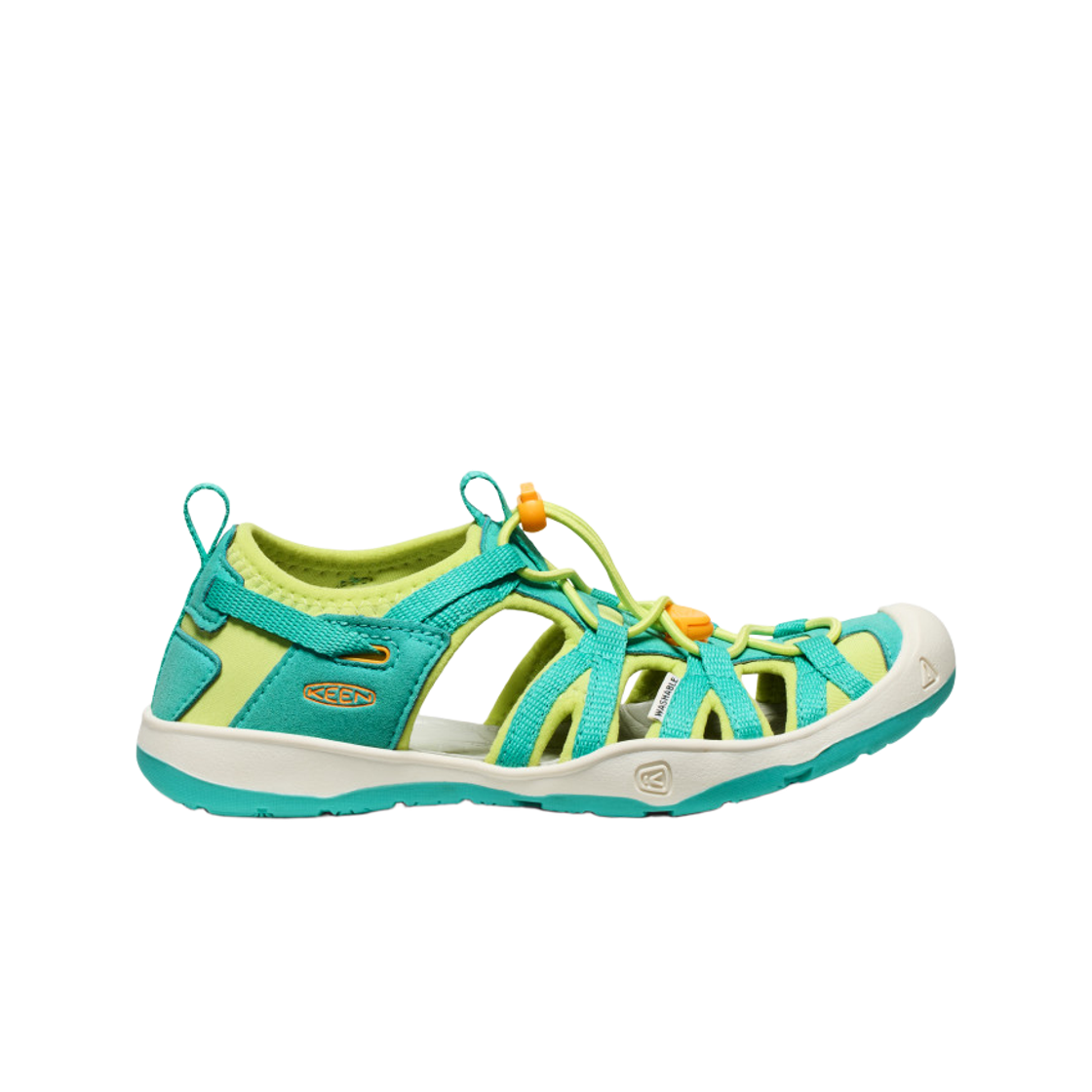 1030730 (Kids) Keen Moxie Sandal Bright Aqua Bright Marigold