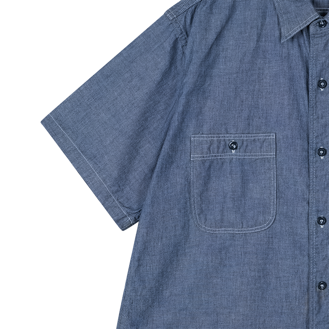 오어슬로우 쇼트 슬리브 샴브레이 워크 셔츠 샴브레이 - 26SS(Orslow Short Sleeve Chambray Work Shirt Chambray - 26SS) - 5