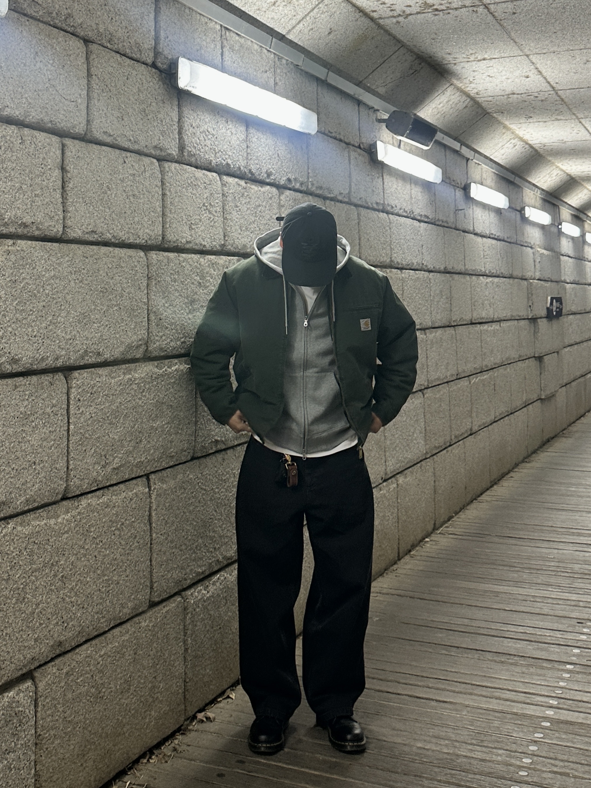 Sunday Ceremony Sy Logo 5 Panel Cotton Cap - Black, Carhartt WIP OG Detroit Jacket Olive Black Stone Canvas - Winter 착용 스타일 - 2