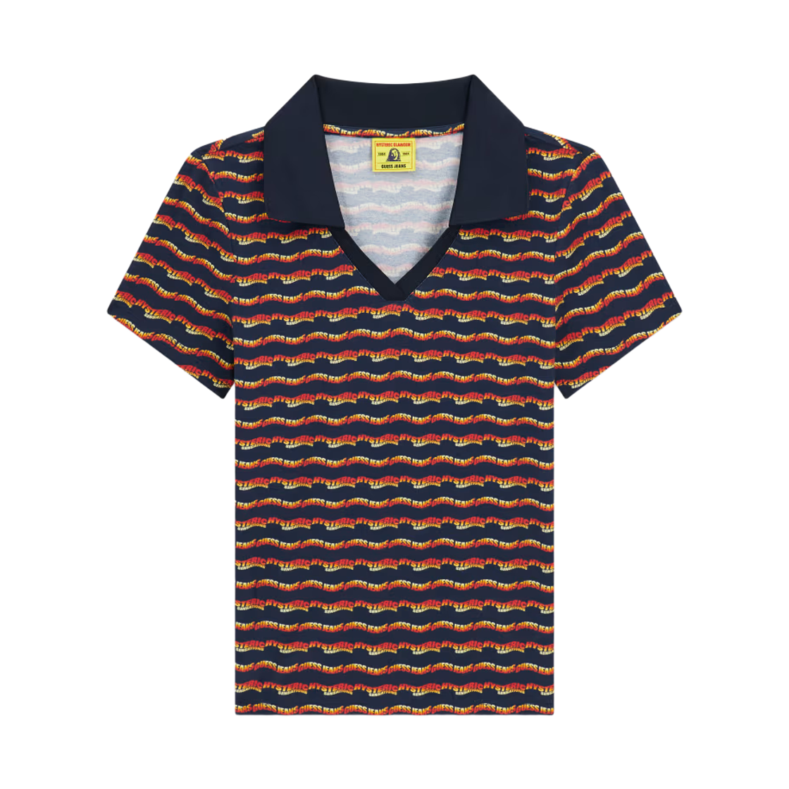 (W) 게스 진 x 히스테릭 글래머 프린티드 티셔츠 블랙 멀티((W) GUESS Jeans x Hysteric Glamour Printed T-Shirt Black Multi)