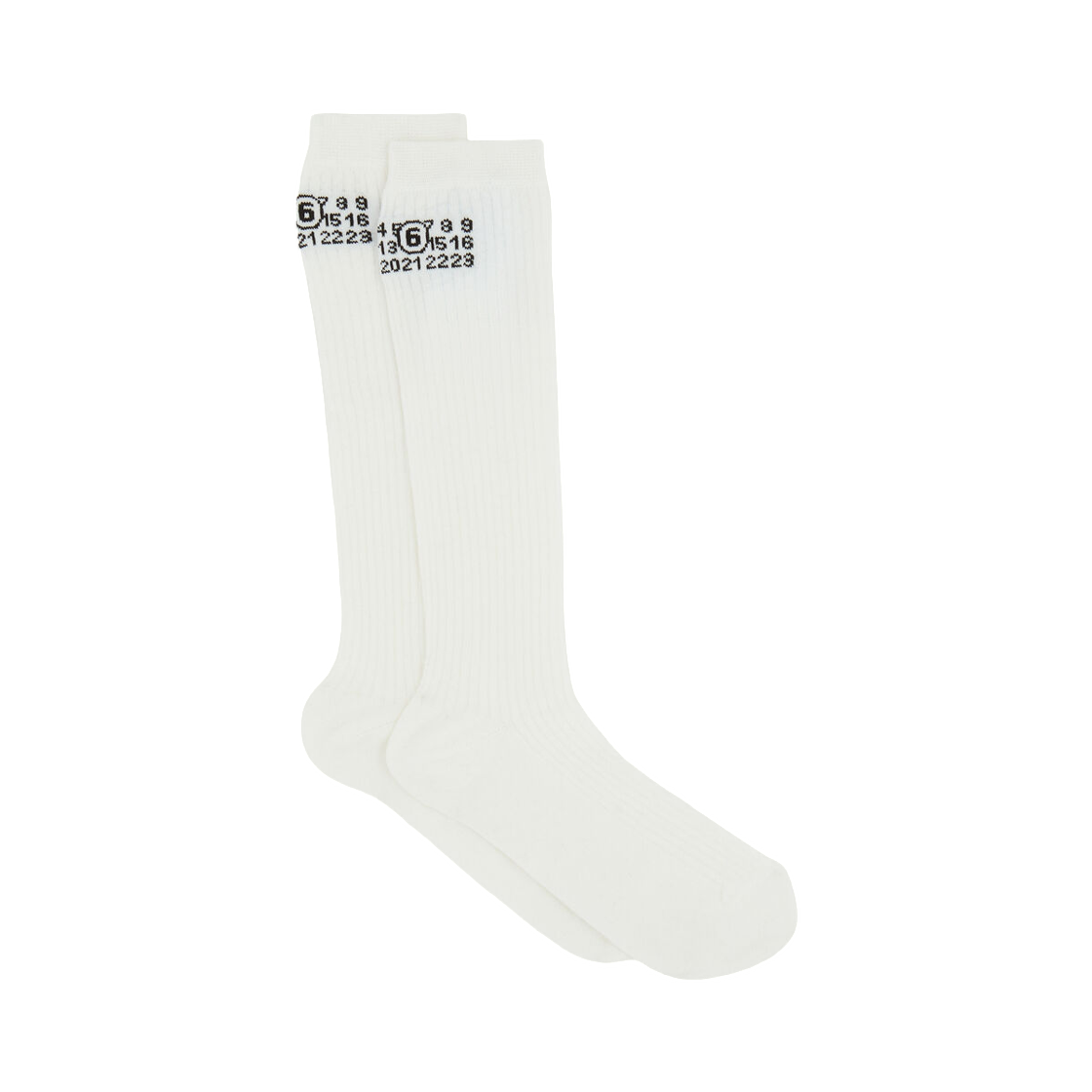 S62TL0049M13278101 MM6 Maison Margiela Rib Knee-High Socks White