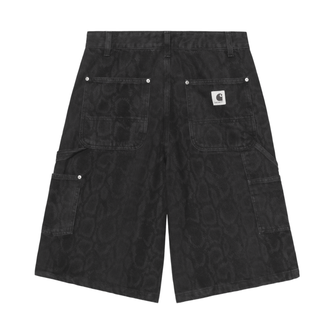 (W) 칼하트 WIP 스네이크 닉슨 더블 니 쇼츠 스네이크 카모 블랙((W) Carhartt WIP Snake Nixon Double Knee Short Snake Camo Black) - 2
