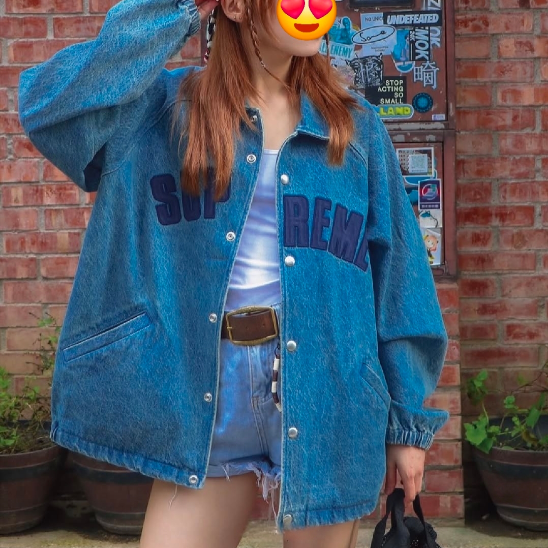 Supreme Arc Denim Coaches Jacket Washed Indigo - 25SS 착용 스타일 - 2