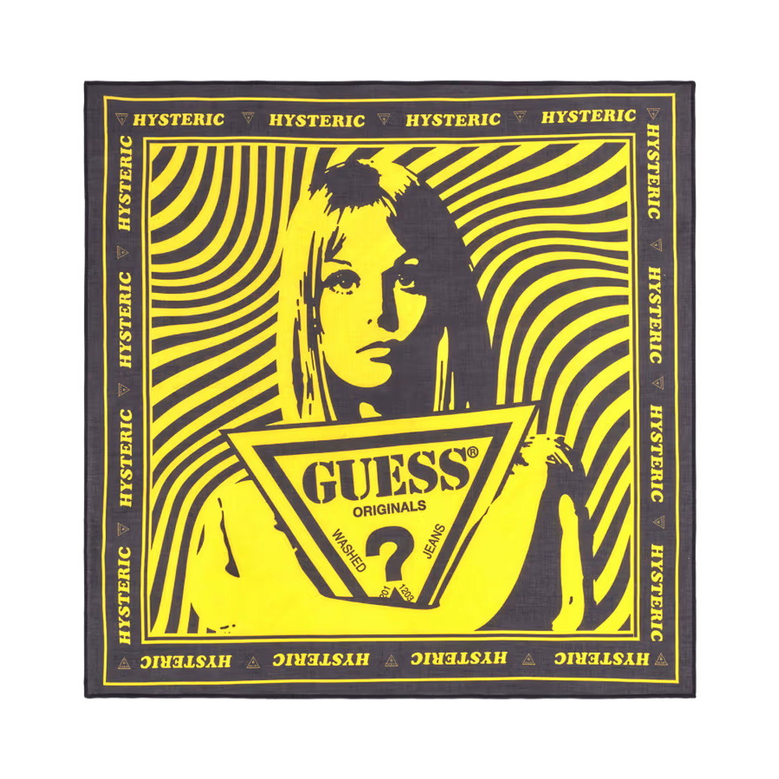 게스 진 x 히스테릭 글래머 프린티드 풀라드 옐로우 멀티(GUESS Jeans x Hysteric Glamour Printed Foulard Yellow Multi)